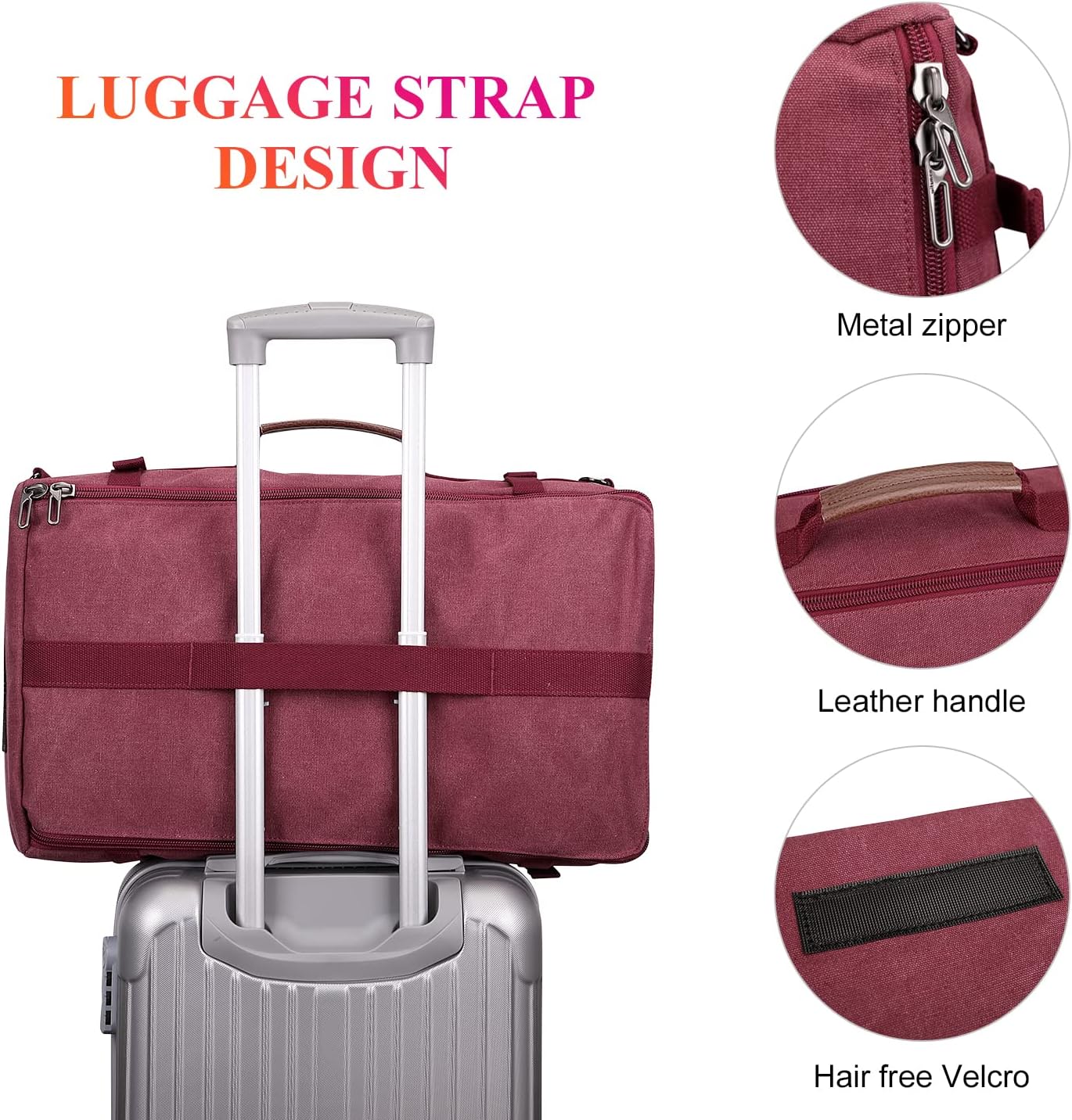 WITZMAN Canvas Backpack Vintage Travel Backpack Large Laptop Bags Convertible Shoulder