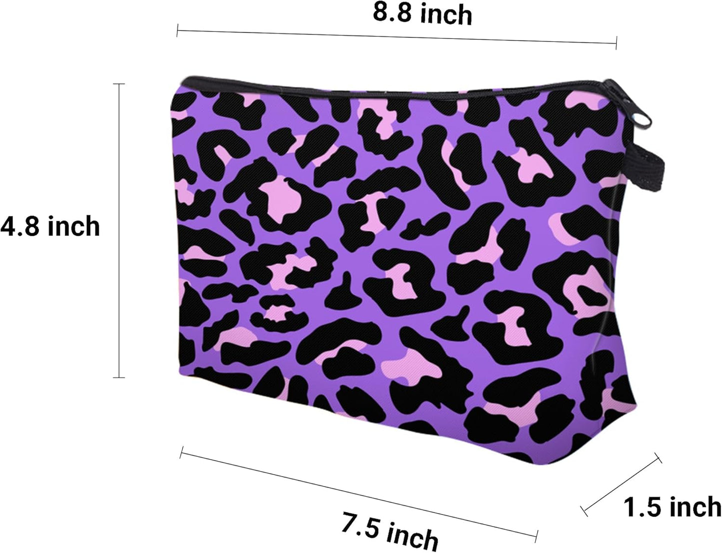 Cute Travel Makeup Bag Cosmetic Bag Small Pouch Gift for Women (Cheetah Print Purple)
