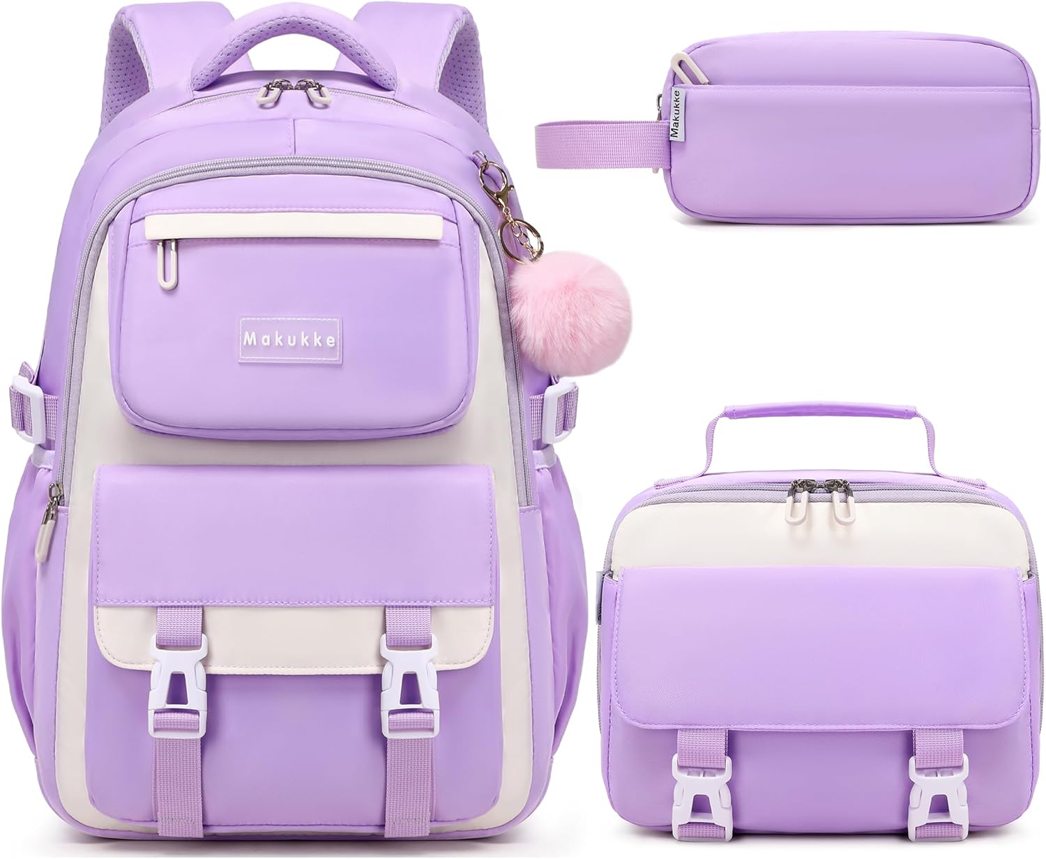 Makukke School Backpack for Girls Book Bag Set, School Bag for Teens Girls Kid Children Elementary