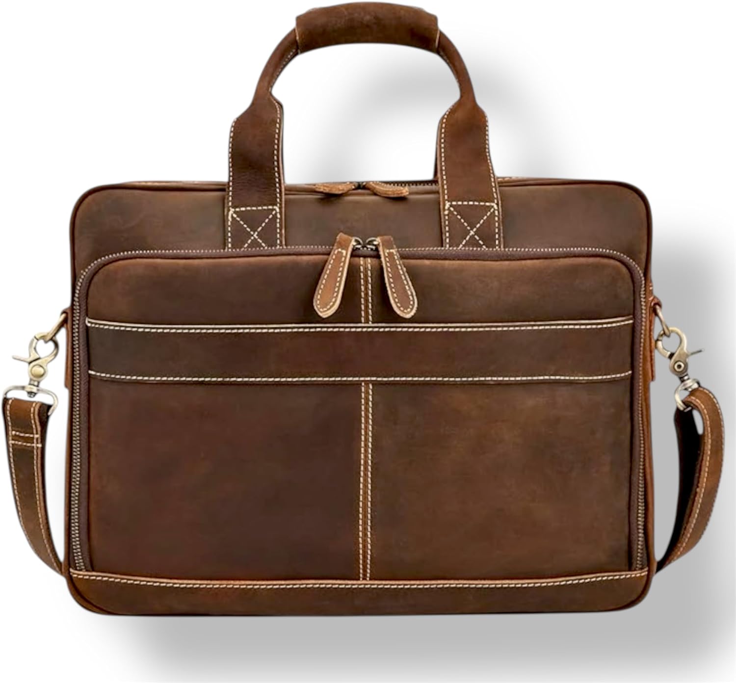 16 Inch Full Grain Leather Laptop Messenger Briefcase Bag for Men - Leather Satchel for Business
