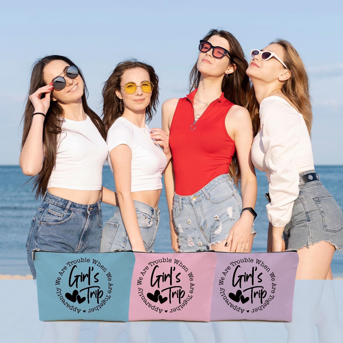 3Pcs Girls Trip Gifts Favors, 2025 Girls Weekend Gifts Makeup Bag, Vegas Gifts Weekend Bag Vacation Cosmetic Bag, Friendship Gifts for Women Friend BFF, Graduation Wedding Gifts Toiletry Bag