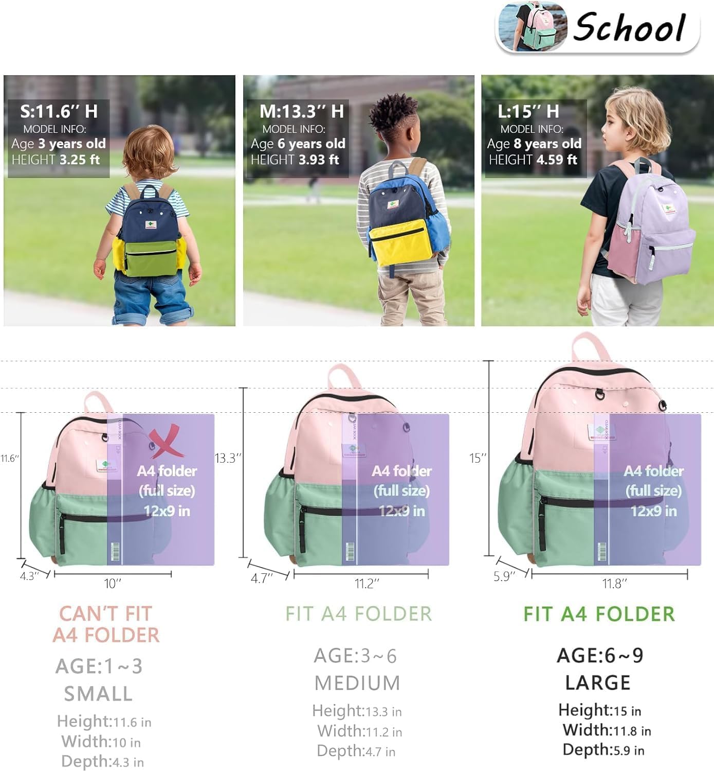 Kids Backpacks For Girls Boys, Backpack Kindergarten Elementary School, Bookbag Backpack For Kids, For School & Travel, Large, K-rose-lemonade- L