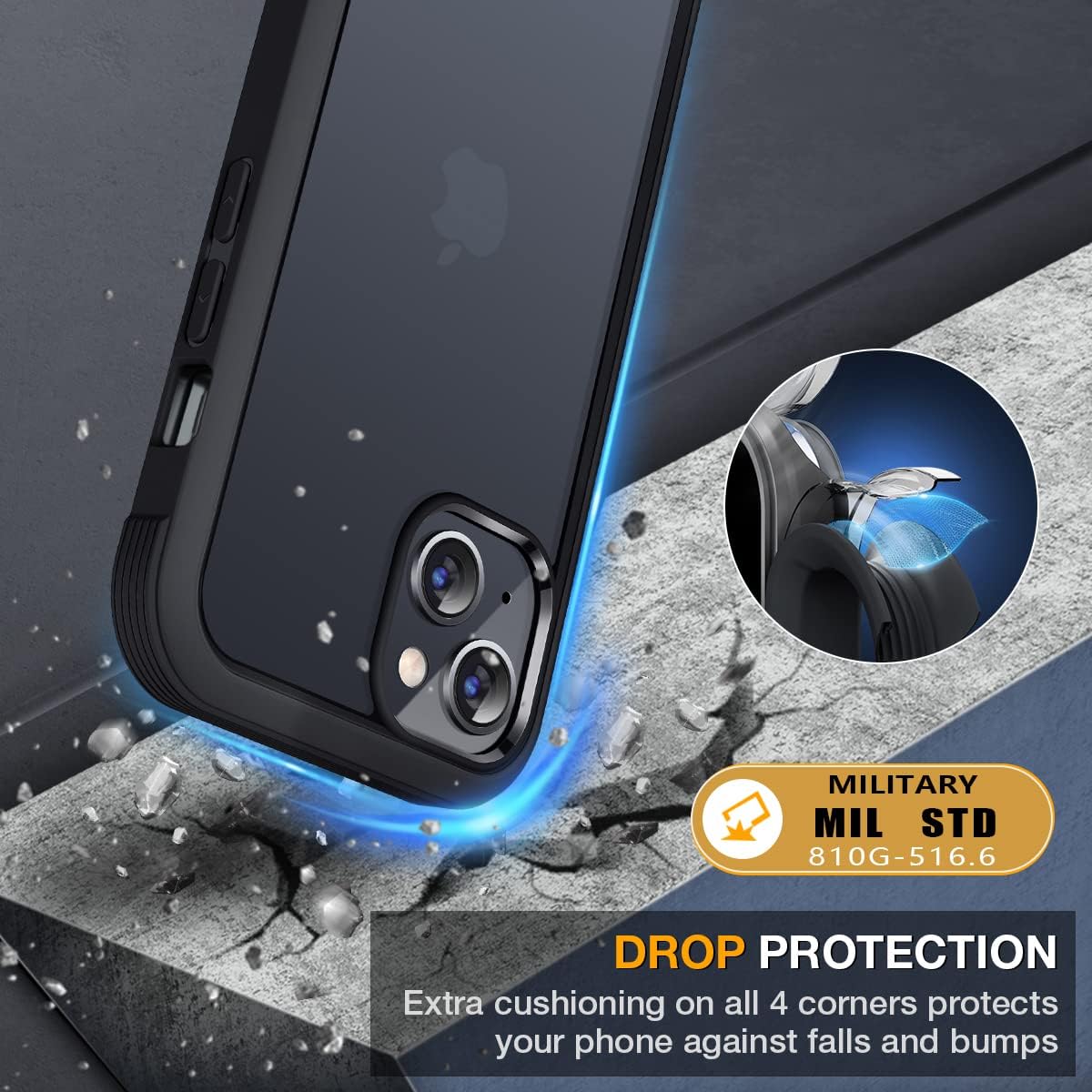 Miracase Compatible with iPhone 13 Mini case 5.4 inch, 2023 Upgrade Full-Body Glass Clear Case Bumper Case with Built-in 9H Tempered Glass Screen Protector for iPhone 13 Mini,Matte Black