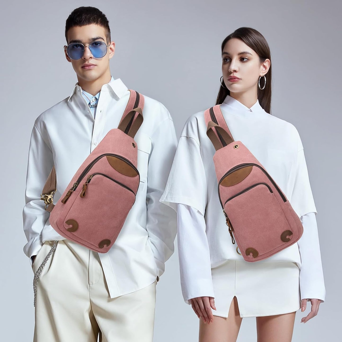 KL928 Canvas Sling Bag Crossbody Backpack Shoulder Casual Rucksack for Men Women,Rust Red