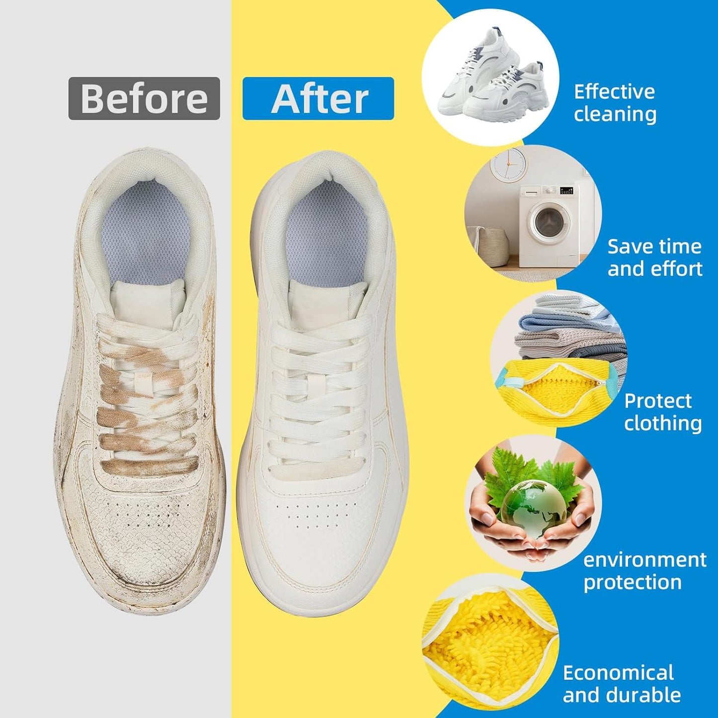 Reusable Shoe Washing Machine Bags (2-Pack) | Laundry Protection with Self-Locking Zipper for Sneakers, Washer & Dryer Safe