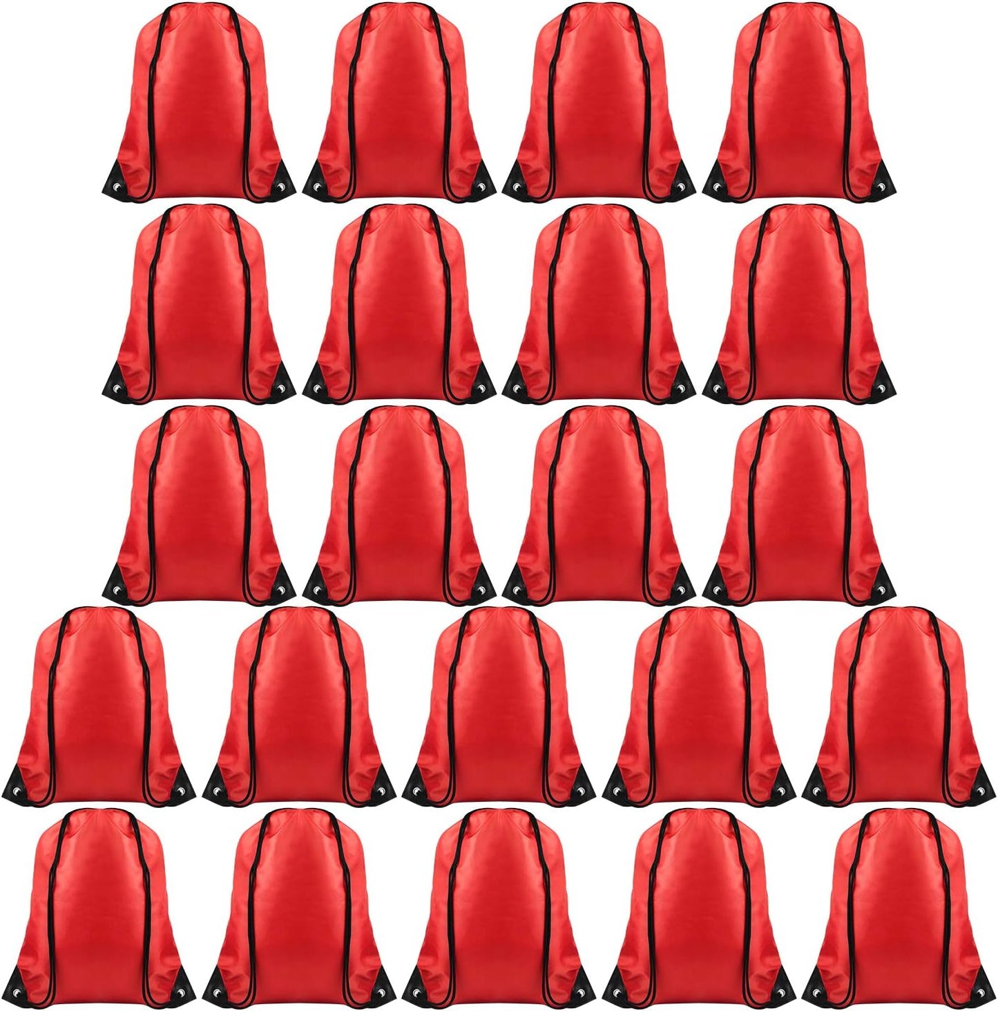 FEPITO 22 Pack Drawstring Bags String Backpack Bulk School Backpacks for Gym Traveling (Red)