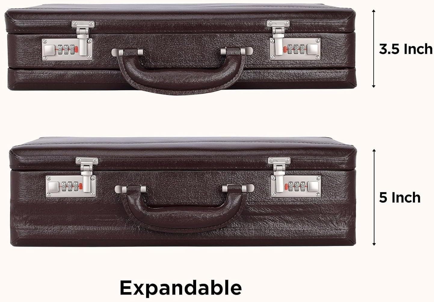 Full Grain Leather Briefcase Attache Case For Unisex Size L18 * W5 * H12 Inches Expandable