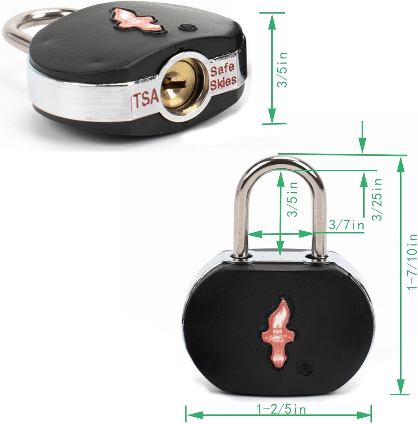 4-Pack Black TSA Approved Luggage Lock for Suitcases, Carry-On Bags, Backpacks & Laptop Cases