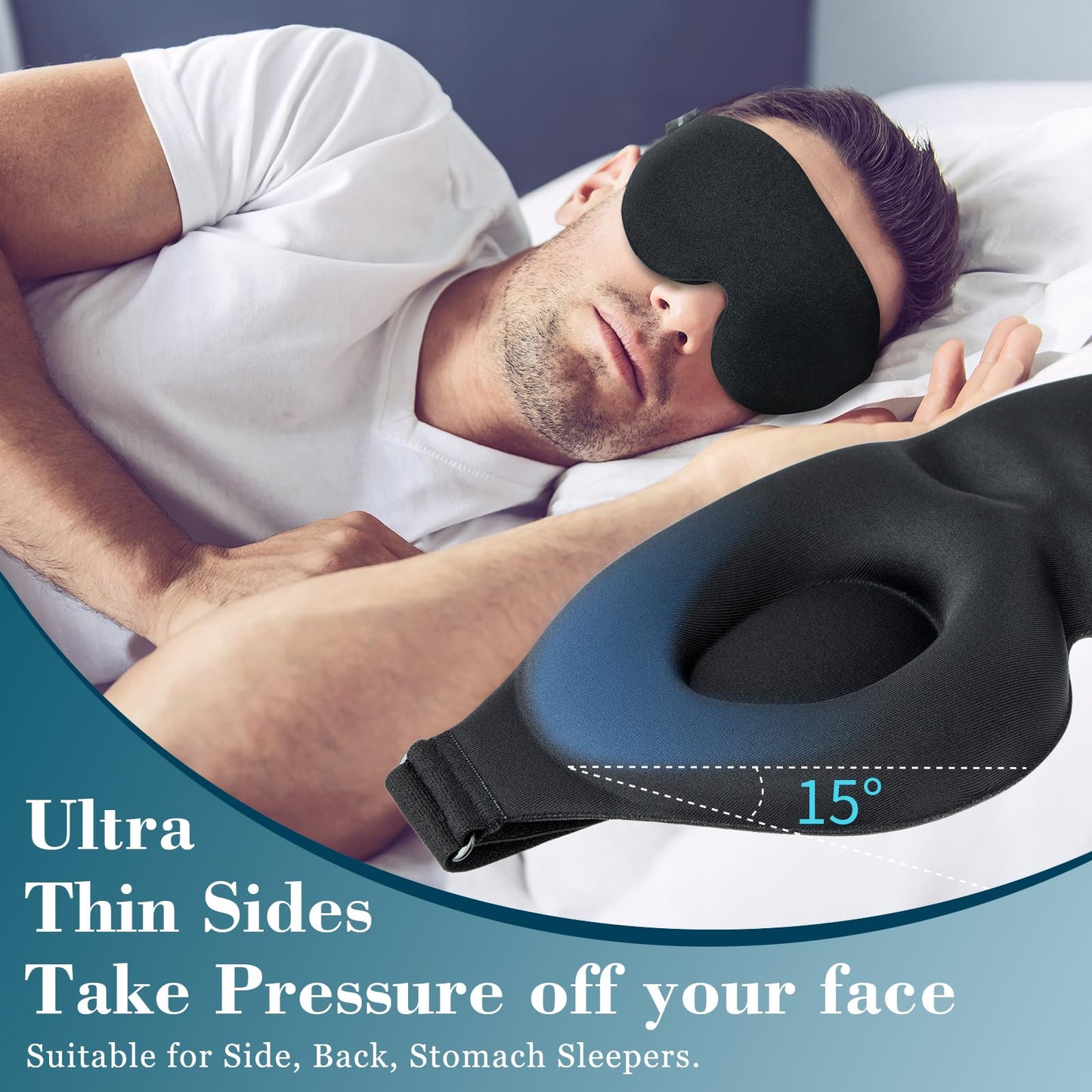 ZGGCD Sleep Mask for Side Sleeper, Light Blocking Eye Mask for Women Men
