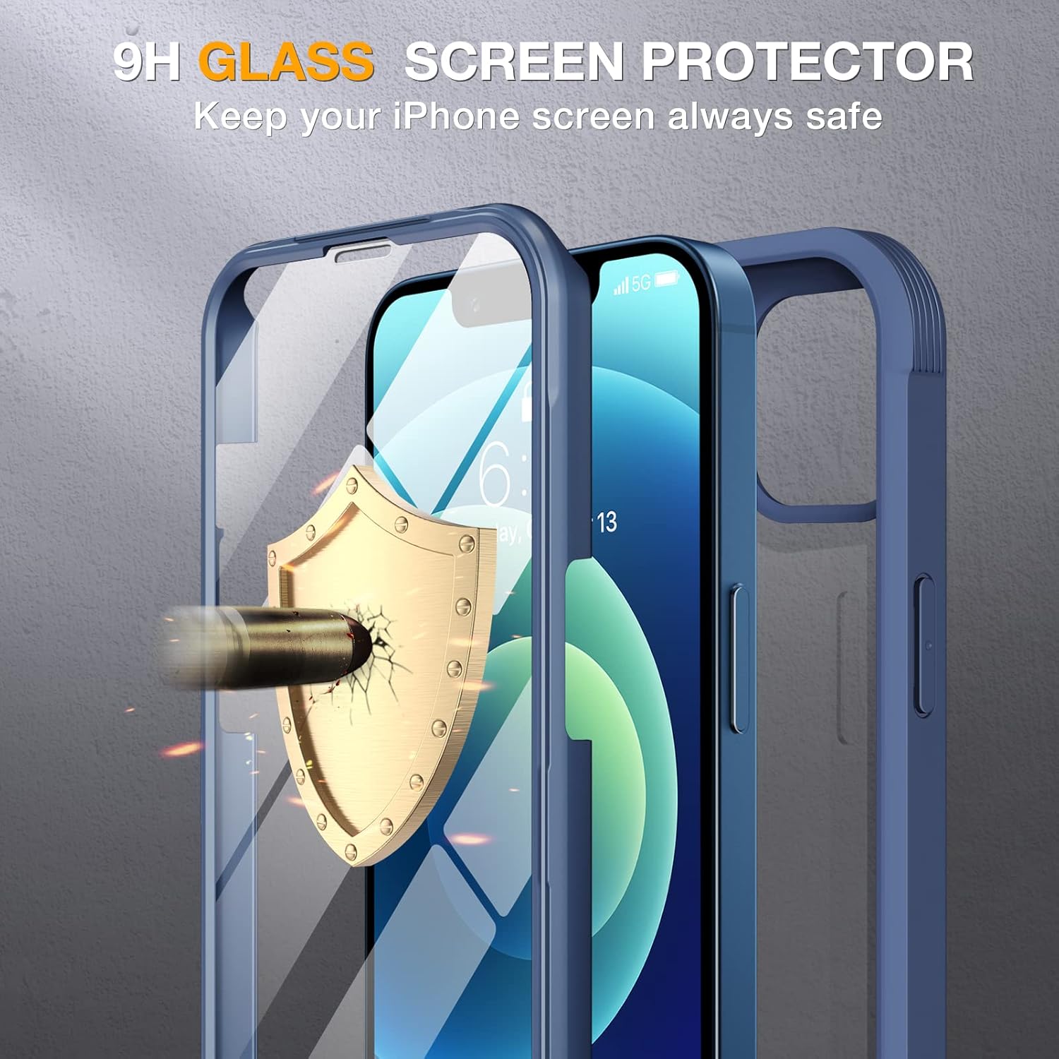 Miracase Glass Series for iPhone 12/12 Pro Case 6.1 inch, Upgraded Full-Body Rugged Phone Bumper