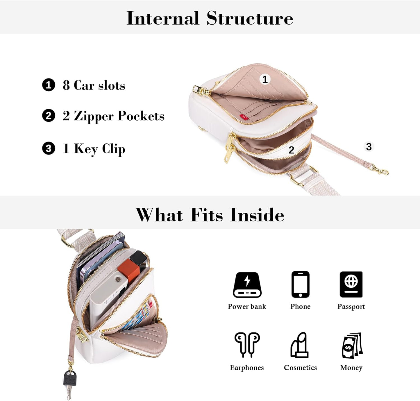 INICAT RFID Blocking Sling Bag Anti Theft Crossbody Bags for Women Travel Fanny Pack Cross Body for Woman Chest Bag