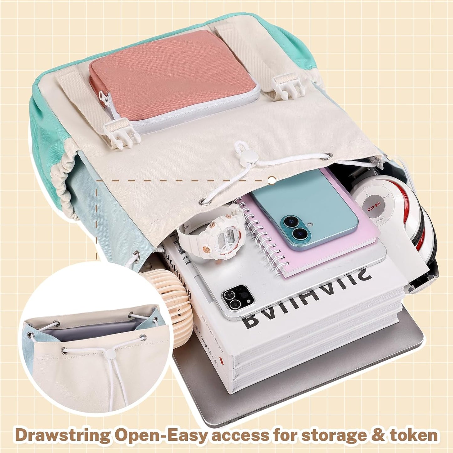 Girls Backpack Travel Backpack For School Kids Canvas Book Boys, Green
