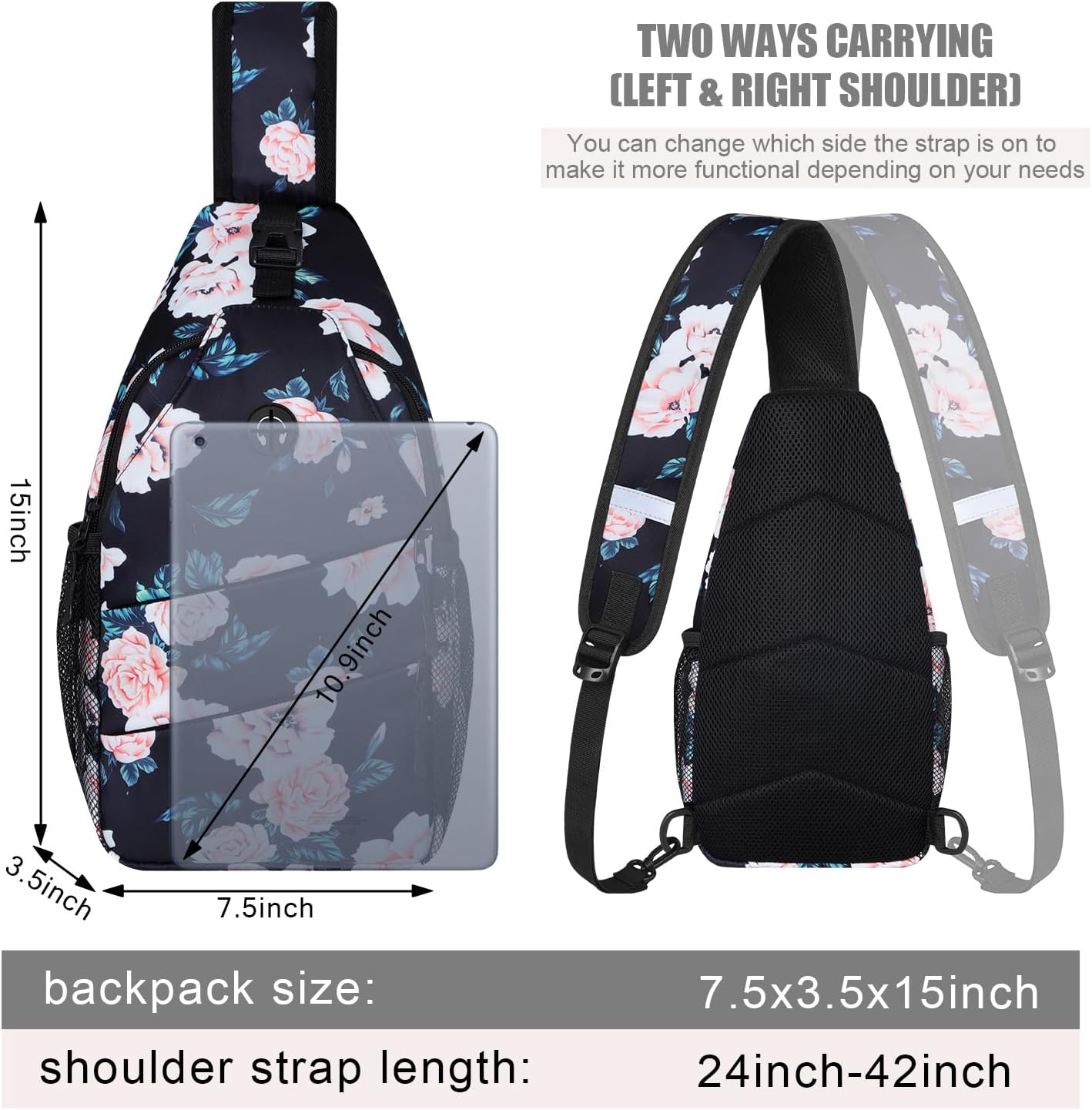 Crossbody Bags for Women Men Trendy Sling Bag Backpack Casual Chest Bag with Convertible Shoulder Strap
