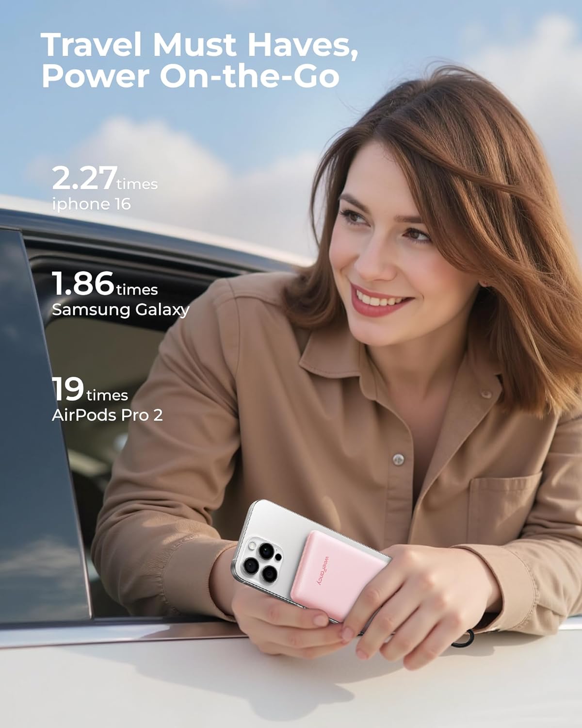 Small Portable Charger Power Bank 10,000 mAh, Upgraded Compact Battery Pack for Phone Charging, PD3.1&QC Fast Charging Mini Travel Power Bank for iPhone/Samsung/Google/Tablet/AirPod (Pink)