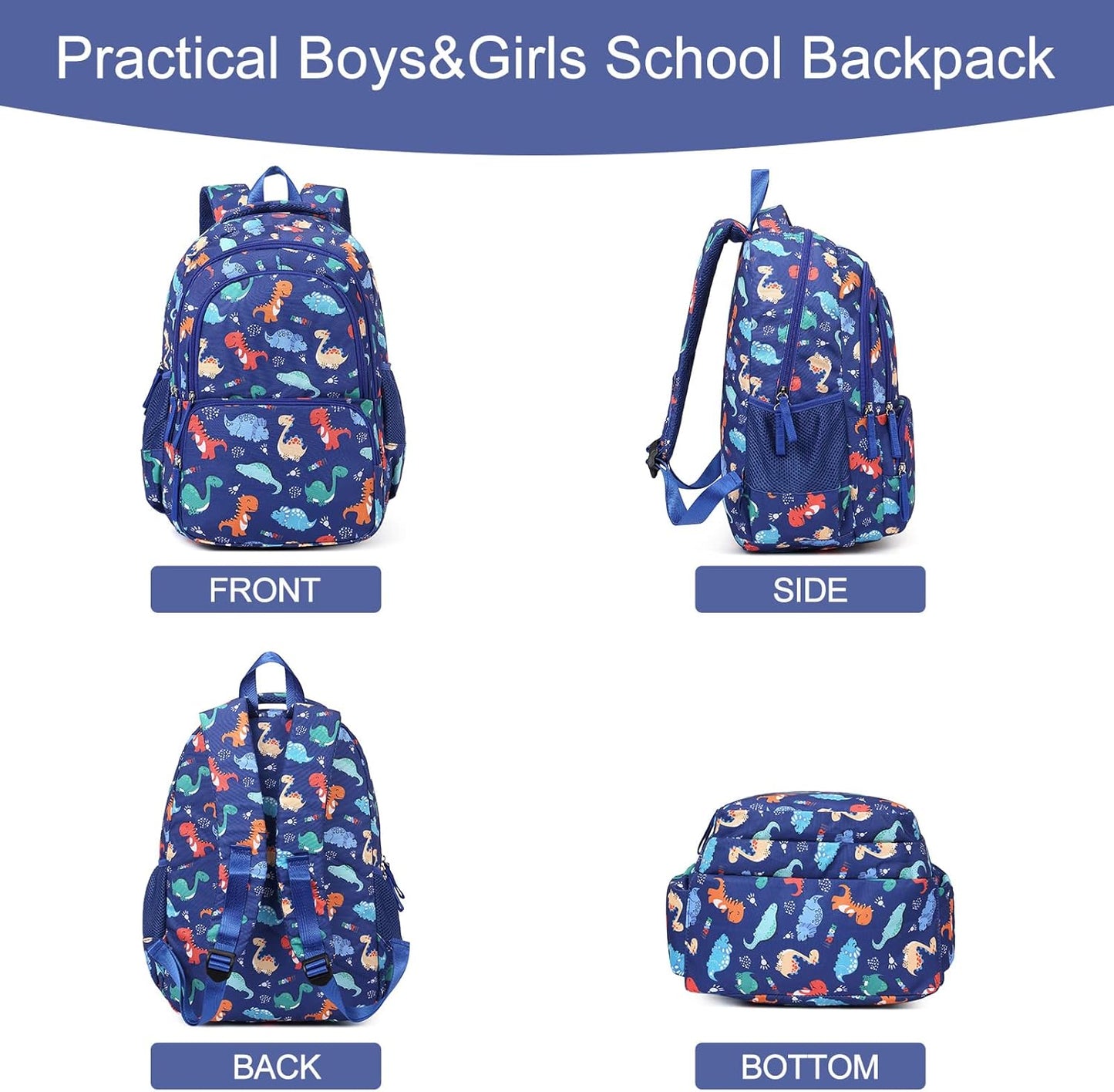 CLUCI Kids Backpack for Boys Bookbags Preschool Toddler Daycare School Bag Elementary Kindergarten Lightweight Waterproof Bluey Backpack Dinosaurs