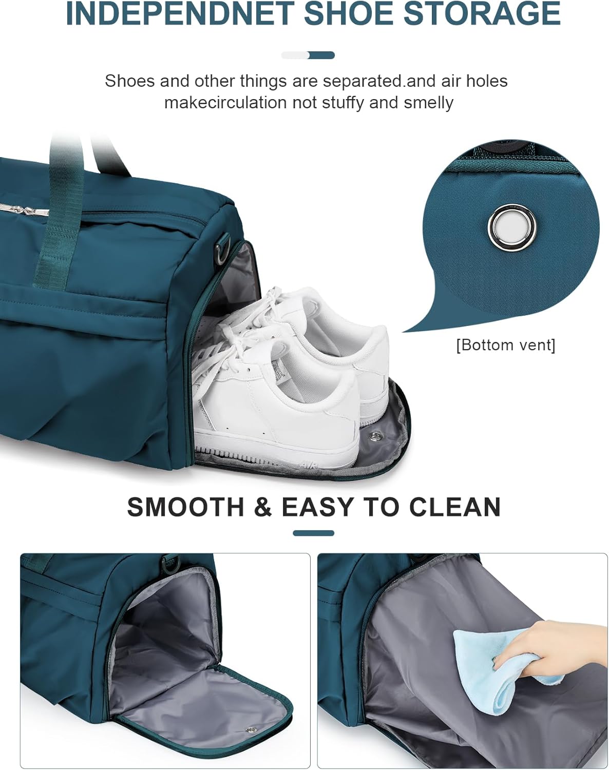 Gym Bag for Women Men, Sport Duffel Bag with Toiletry Bag & Shoe Compartment,Waterproof Travel