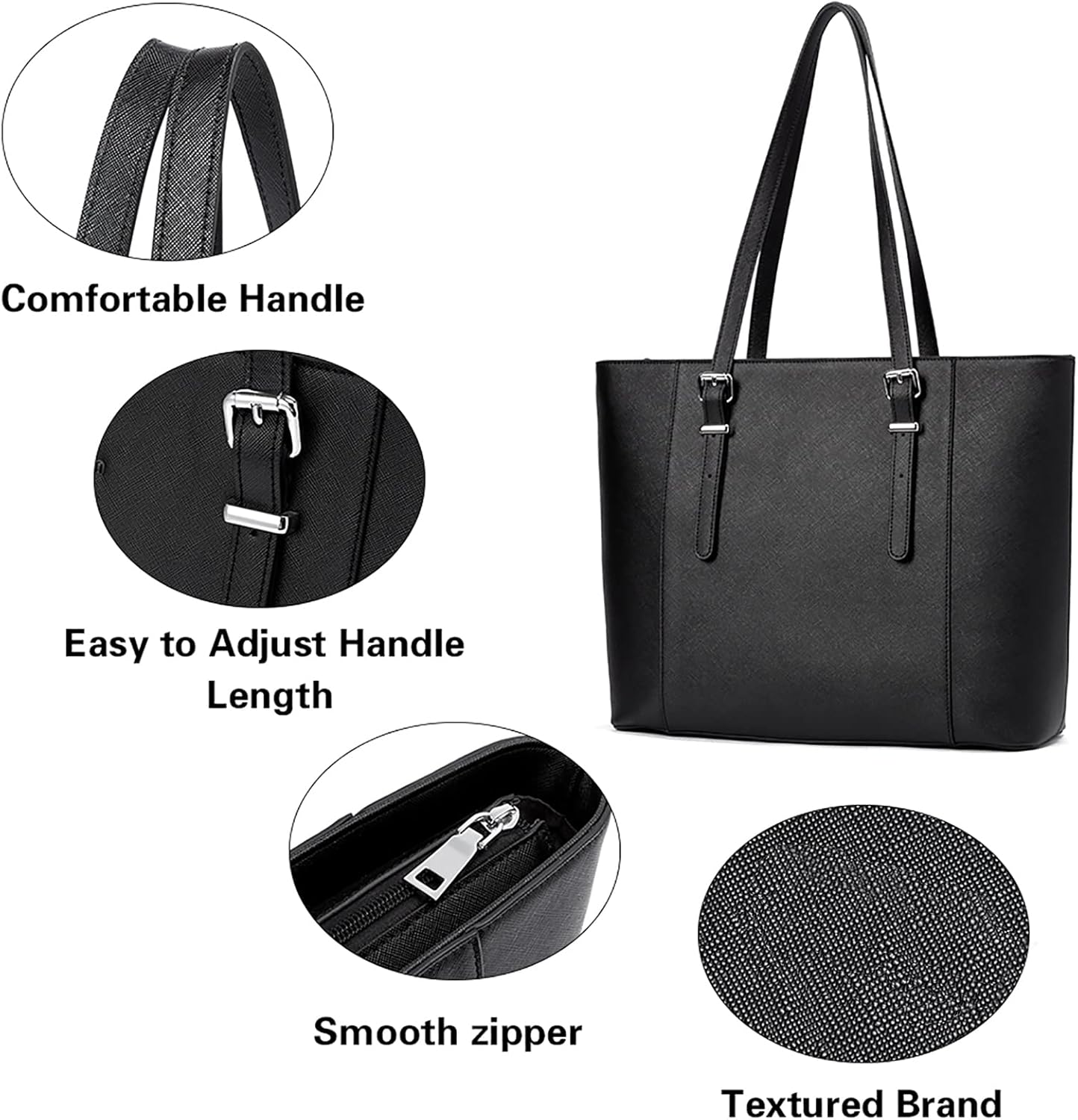 Telena Laptop Tote Bag for Women, 15.6 Inch Shoulder Tote Bag Leather Briefcase for Women, Large