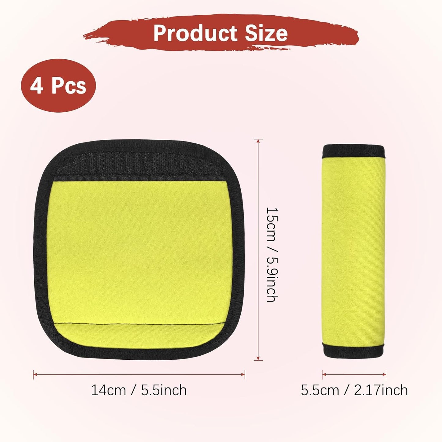 Luggage Handle Wrap [4PCS] - Neoprene Luggage Identifiers Use for Suitcases & Carry on & Travel Accessories - [Yellow-6IN/15CM] Comfort Grip Handle Cover