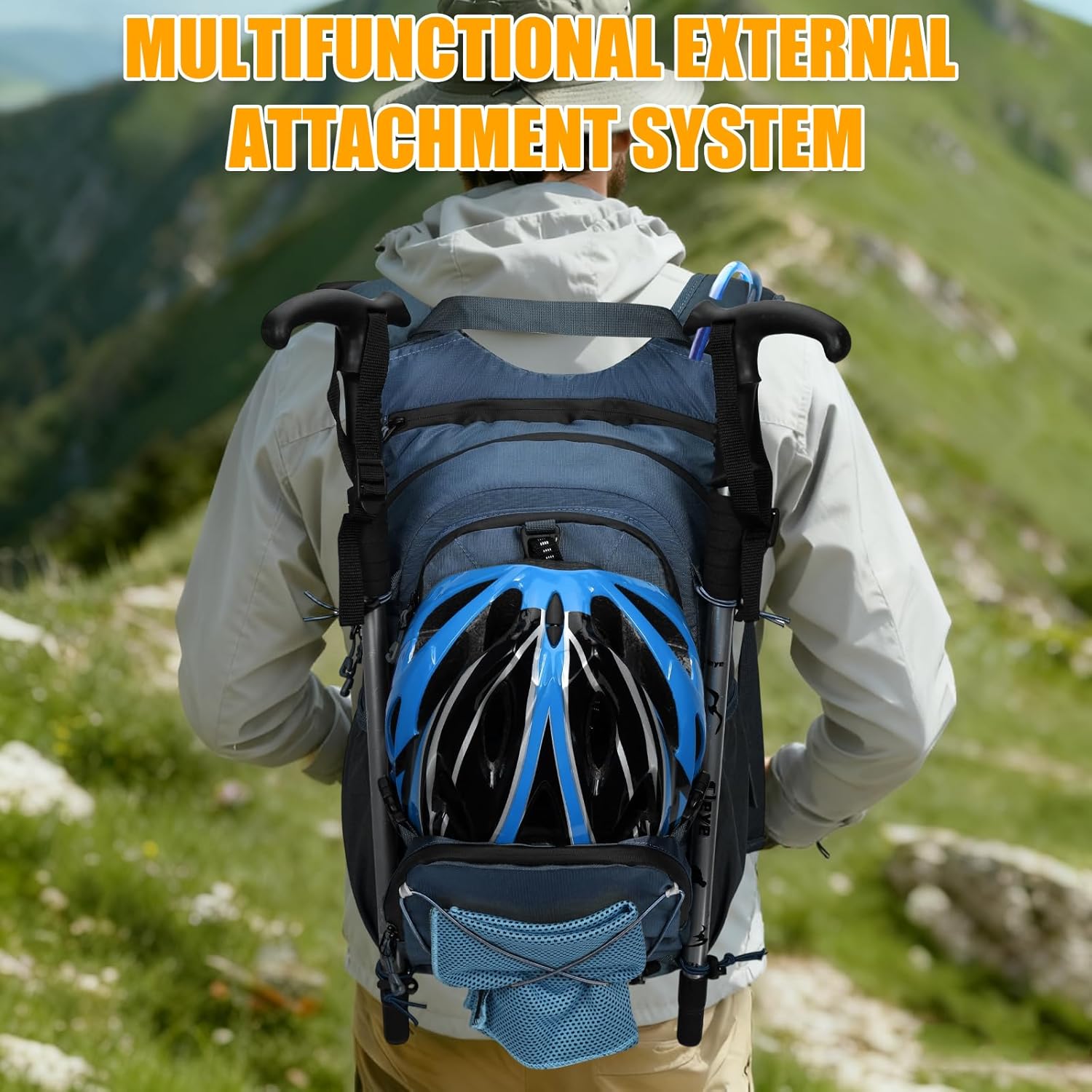 Hydration Backpack 22L, Hiking Backpack with 2L Leakproof Bladder, Sewn-in Rain Cover, Insulated