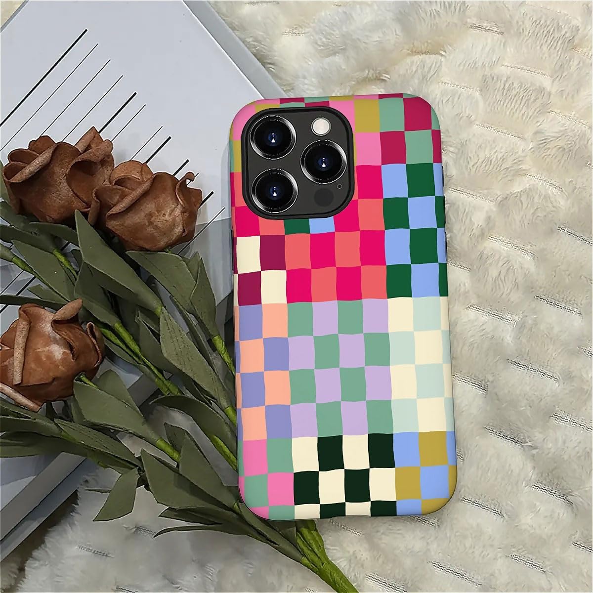 SEized Case Compatible with for iPhone 16 Pro Max,Colorful Checkerboard Phone Case for Girl Women Boy Men,Durable Protection Phone Case for iPhone 16 Pro Max