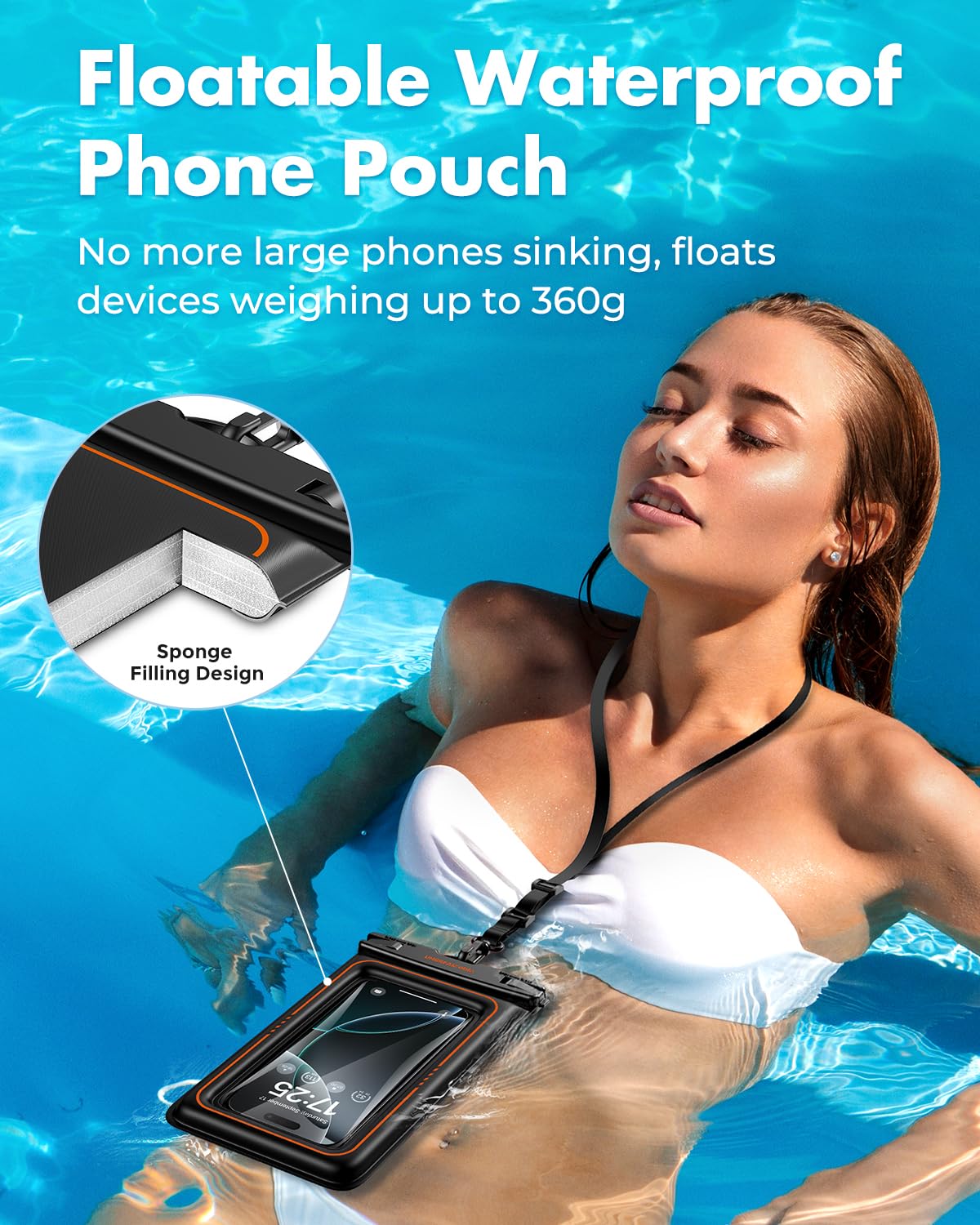UNBREAKcable Floating Waterproof Phone Pouch 2 Pack, IPX8 Waterproof Phone Case Dry Bag