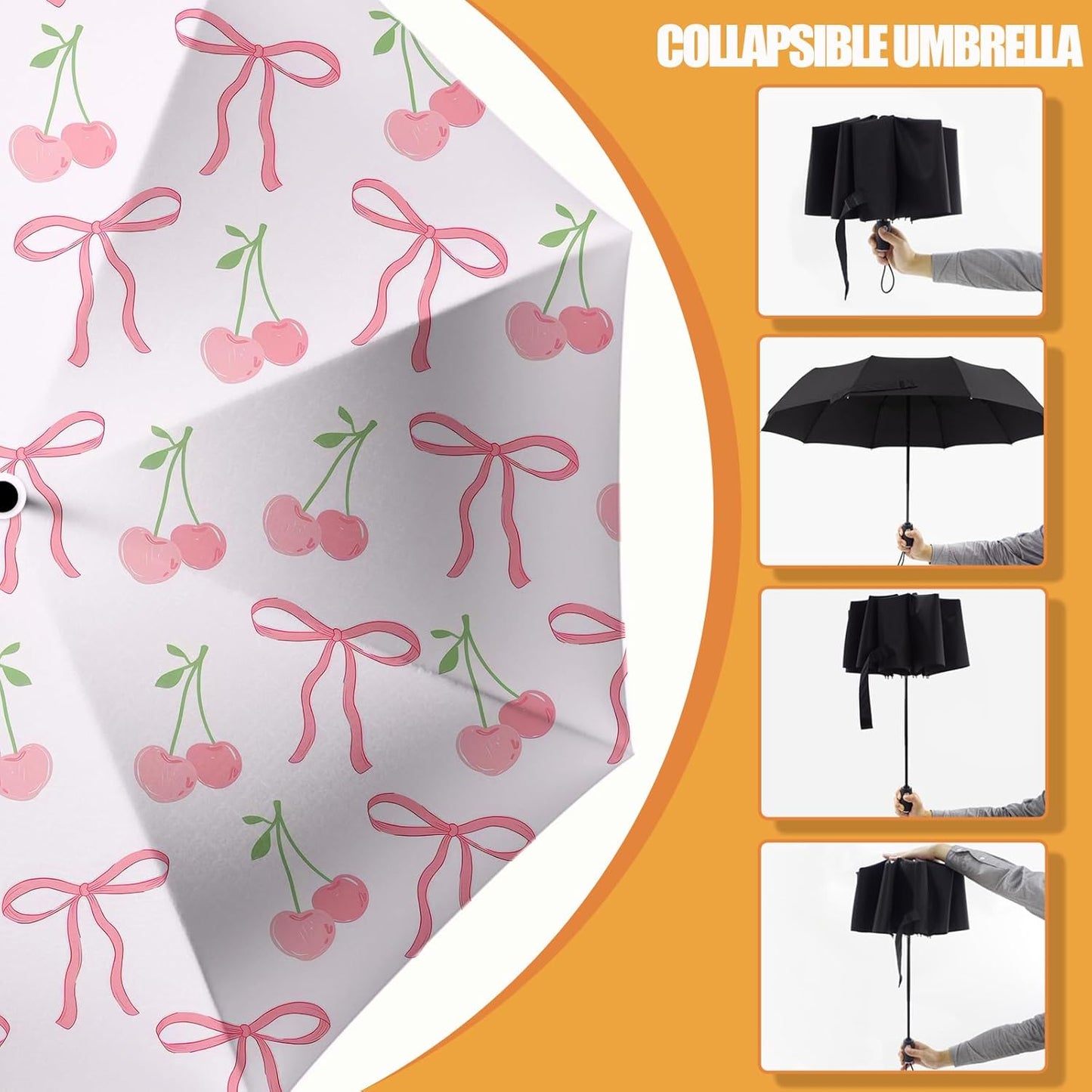 Small Compact Travel Automatic Folding Umbrella for Women, Portable Lightweight, Rain, Wind, UV Sun Shade