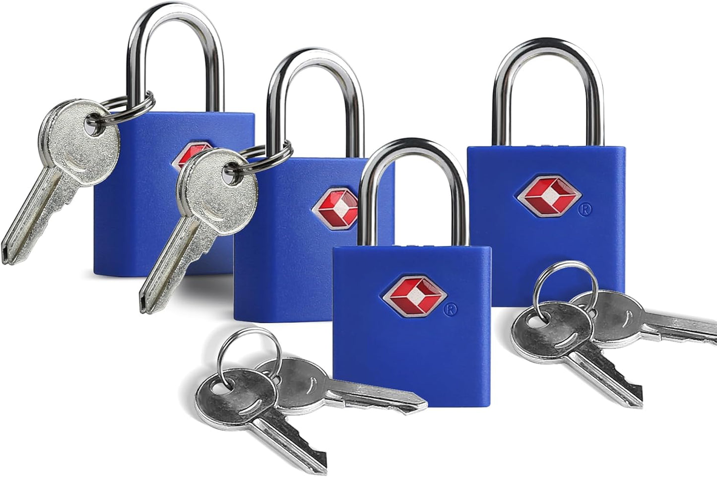 TSA Approved Locks for Luggage 4 Pack, TSA Locks for Luggage Travel Accessories, Small Padlock with Key, Weatherproof Outdoor Use Keyed Mini Padlock for Suitcase, Backpack, Bag, Zipper