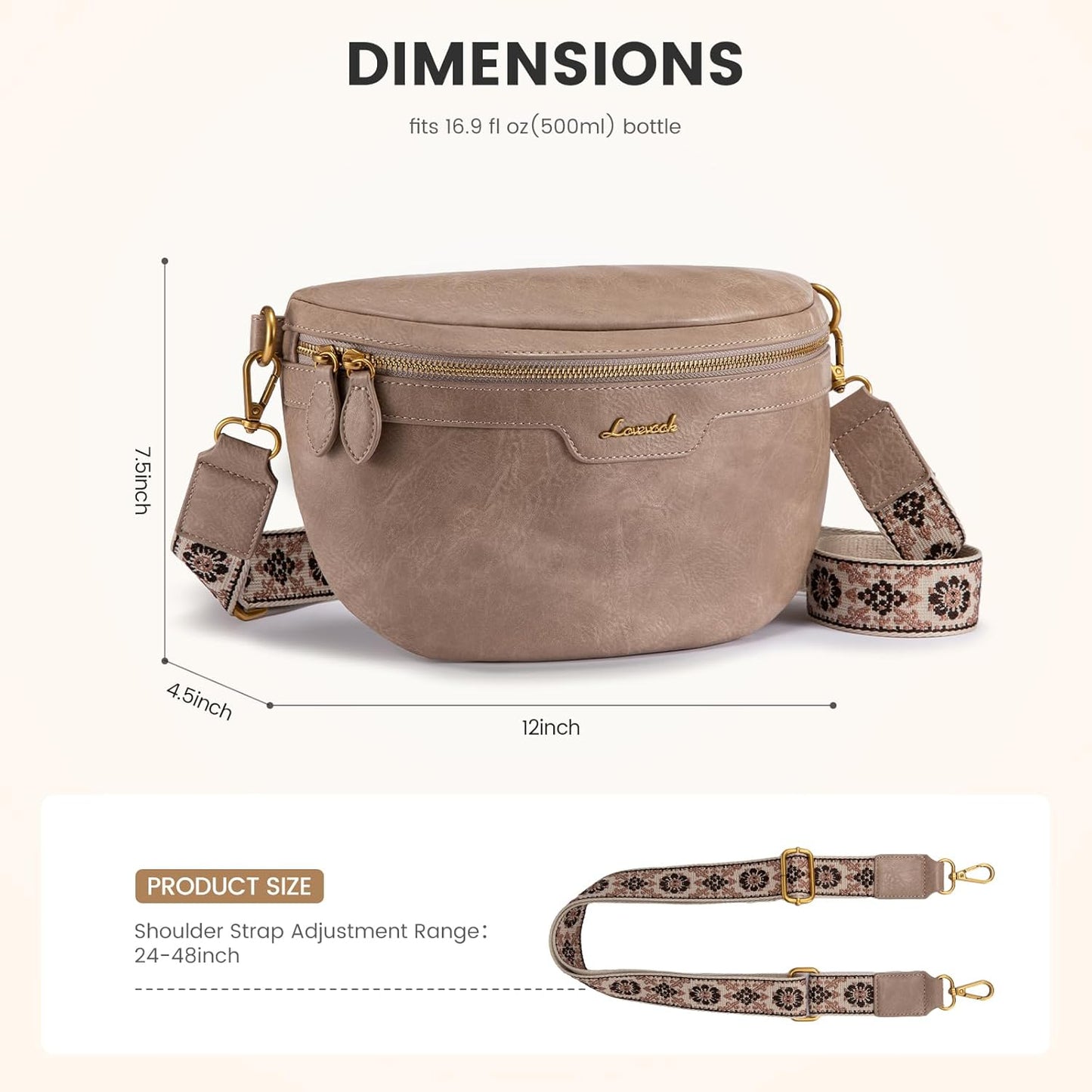 LOVEVOOK Fanny Packs for Women Cross Body, Vegan Leather Belt Bag for Women, Waterproof Sling Purse Fashion Waist Pack Designer Chest Bum Bag with Boho Style Strap