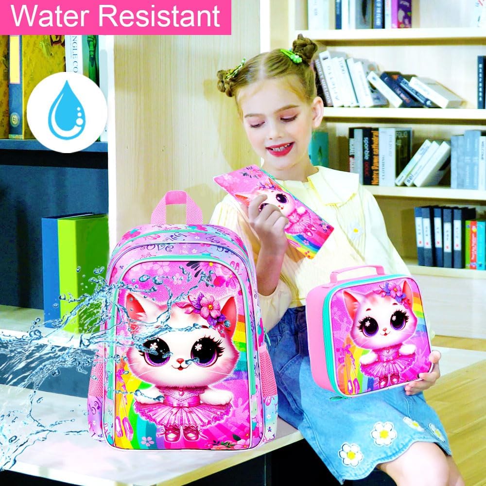 WZLVO 3PCS Kids Backpack for Girls, Unicorn Dinosaur Animal Prechool Elementary Kindergarten School Bookbag with Lunch Box