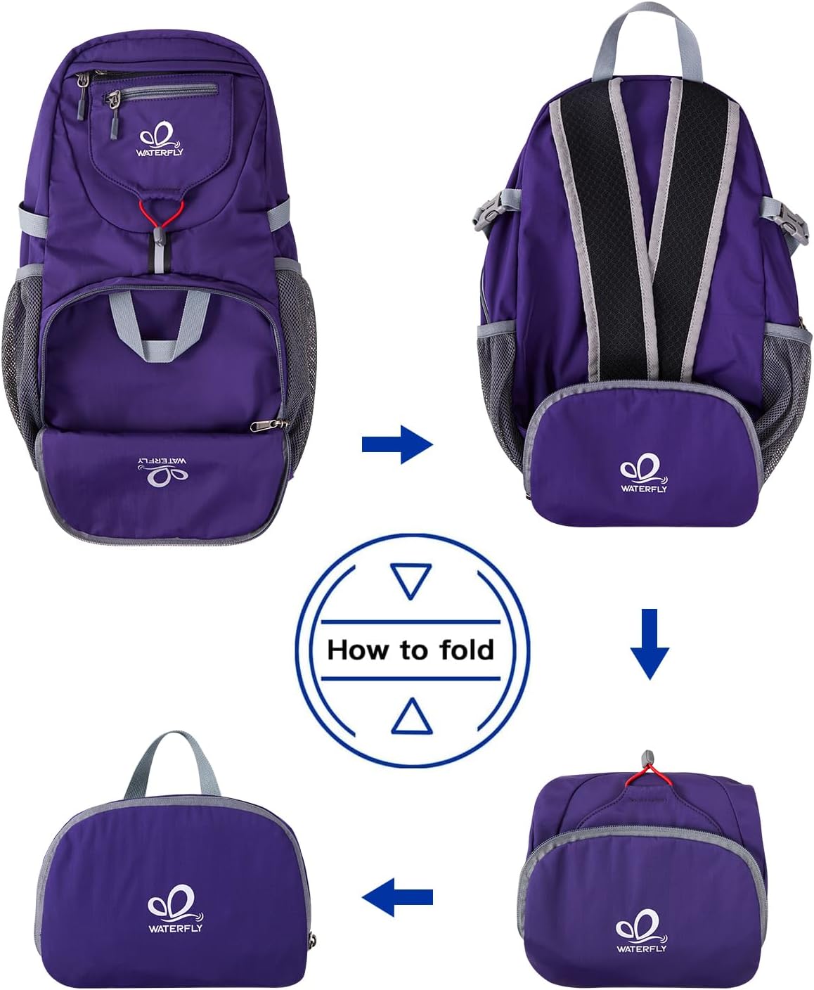 WATERFLY Small Lightweight Packable Backpack: 20l Ultra Light Foldable Travel Hiking Camping