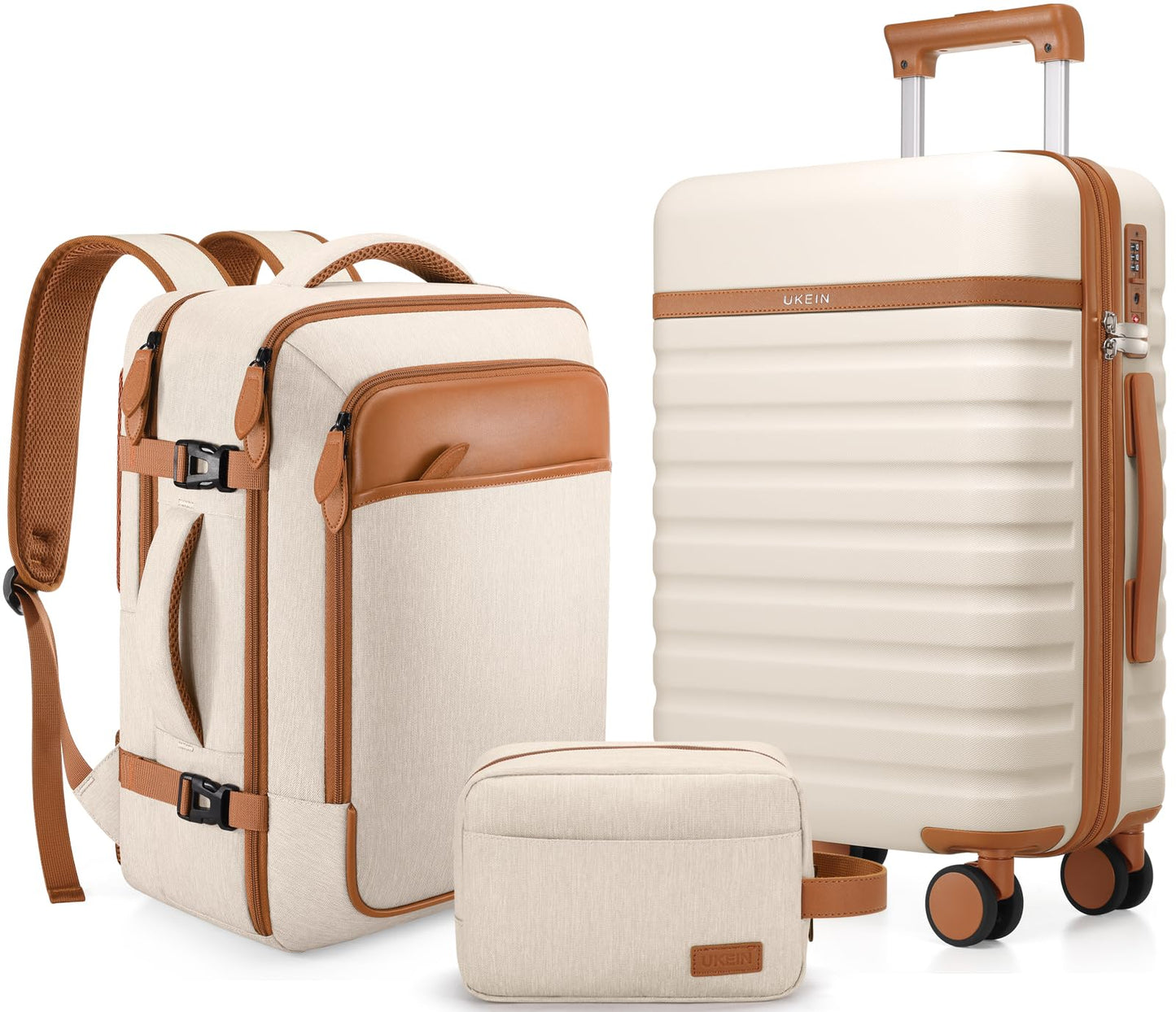 UKEIN Luggage Sets 3Piece, Carry On Luggage 20in Suitcase Set With Backpack