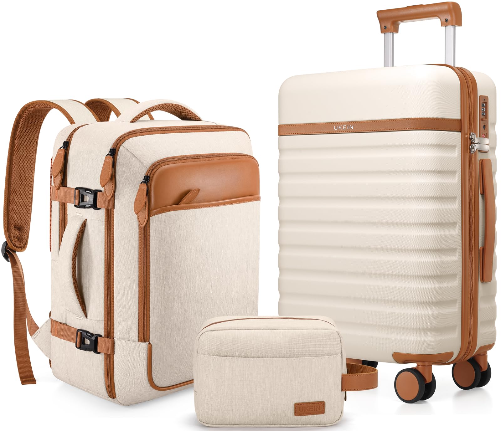 UKEIN Luggage Sets 3Piece, Carry On Luggage 20in Suitcase Set With Backpack
