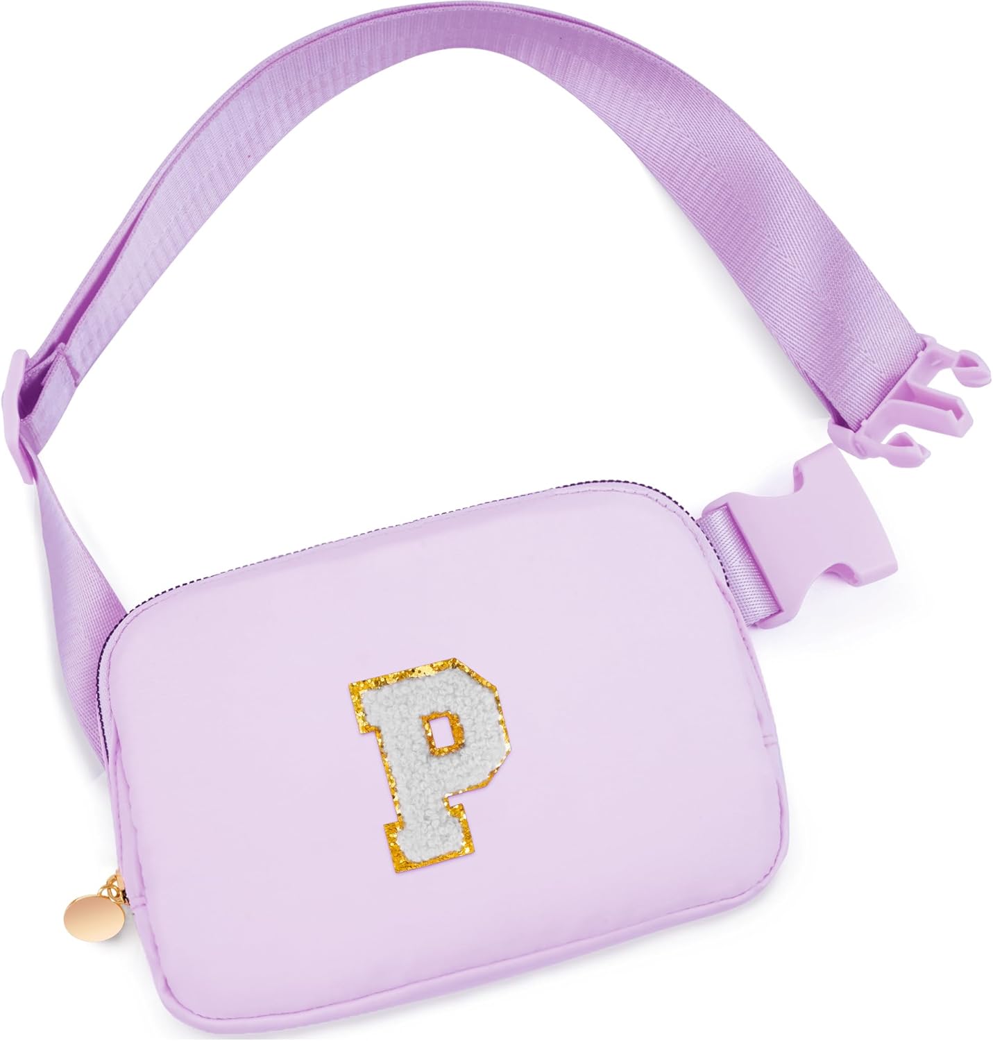 Gifts for Girls 3 4 5 6 7 8 9 10 11 12 Year Old Teens Kids Daughter Sister Her - Fanny Pack Crossbody Bag Cute Stuff for Girls Teen Trendy Belt Bags | Initial White P,Lavender Bag