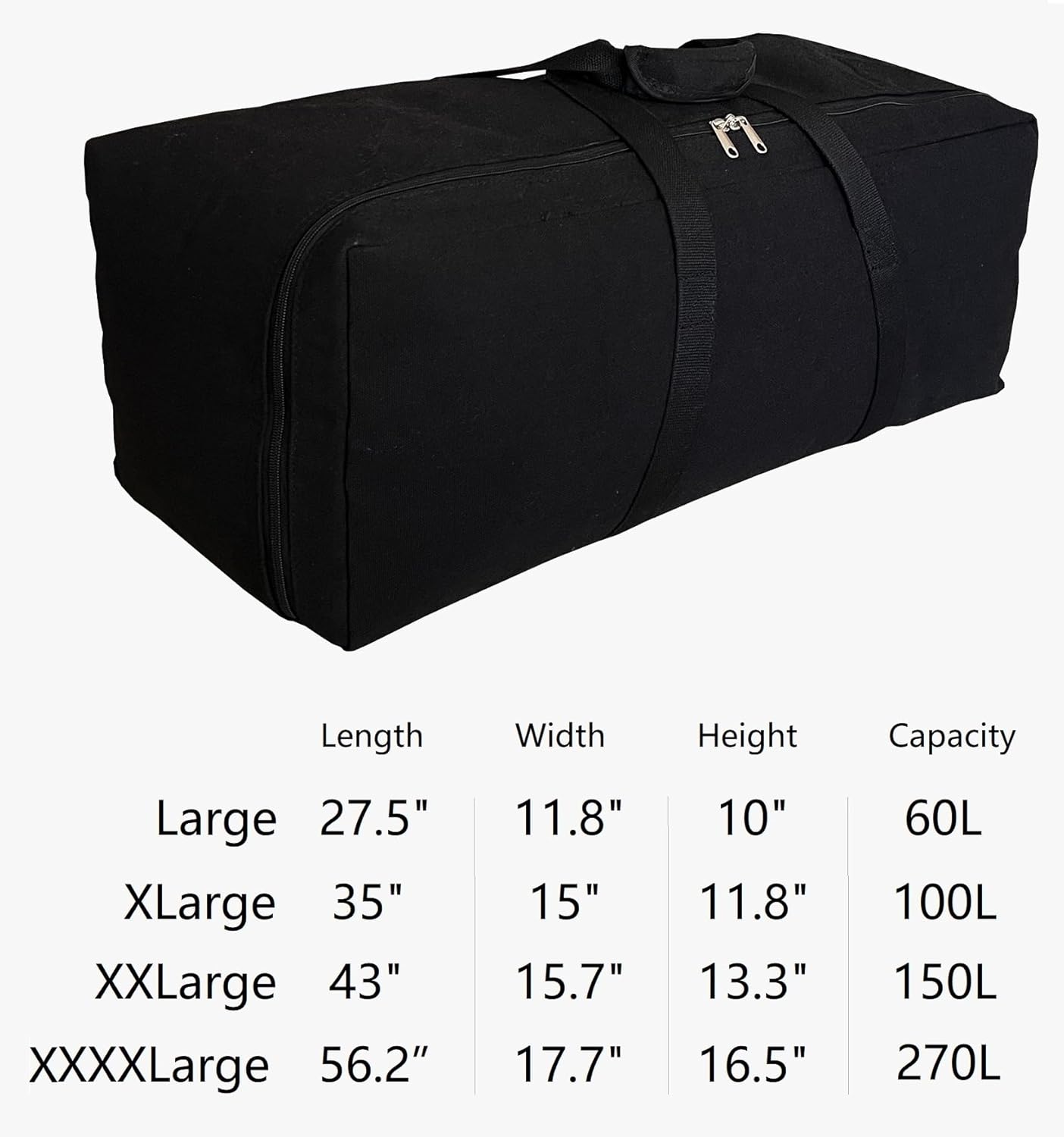 Extra Large Canvas Travel Duffle Bag, Camping, Storage