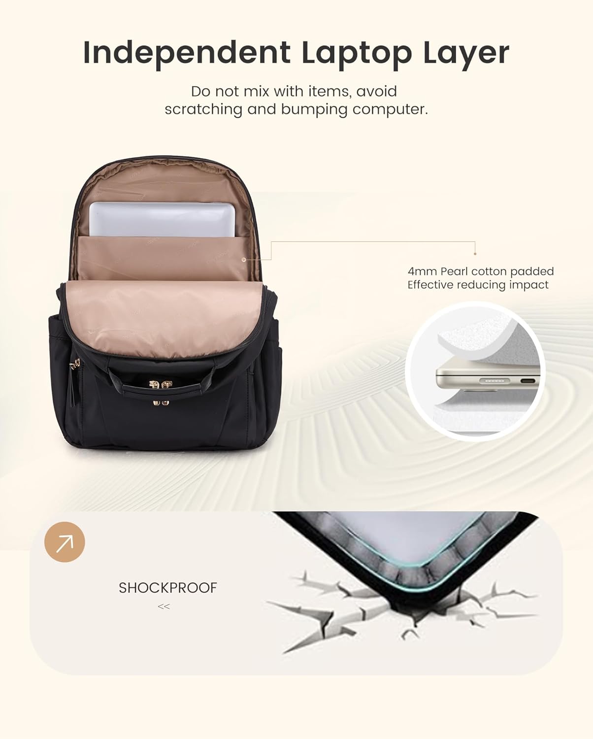 LOVEVOOK Laptop Backpack for Women, 15.6" Work Backpack Purse, Travel Personal Item Bag, Carry On