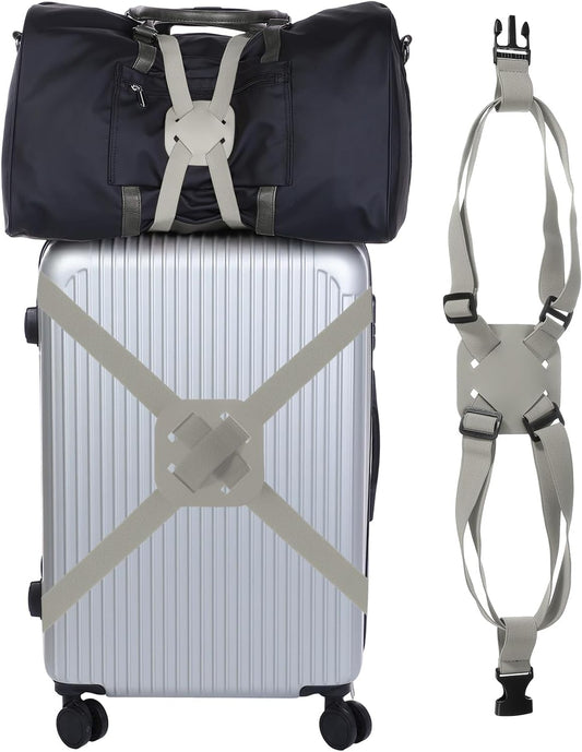 Adjustable Luggage Straps, Suitcase Elastic Strap Bag Bungee with Buckles Travel Accessories - Fitting for(Travel/Add A Bag/Securing Luggage), 27-66 Inch & Gray