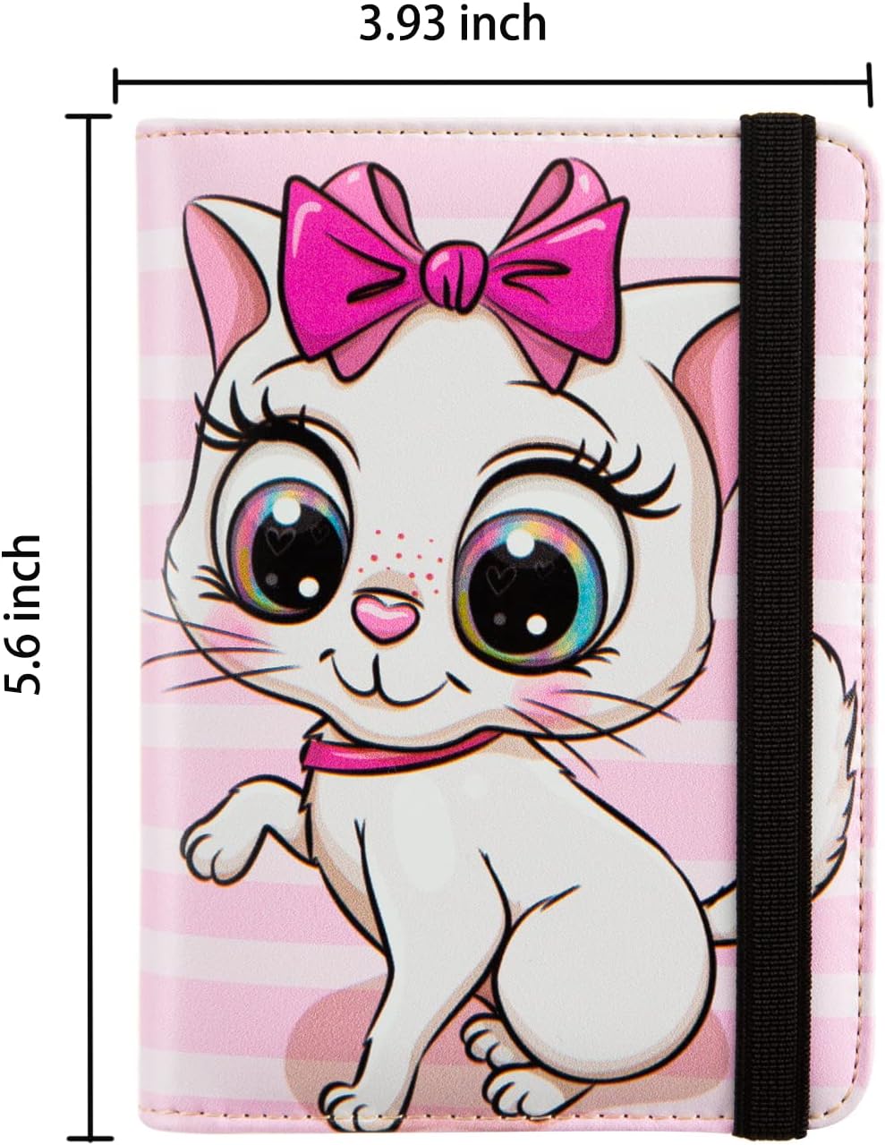 Passport Holder Cover Travel RFID Blocking Passport Cover Cute Cat Passport Wallet with Elastic Band for Women