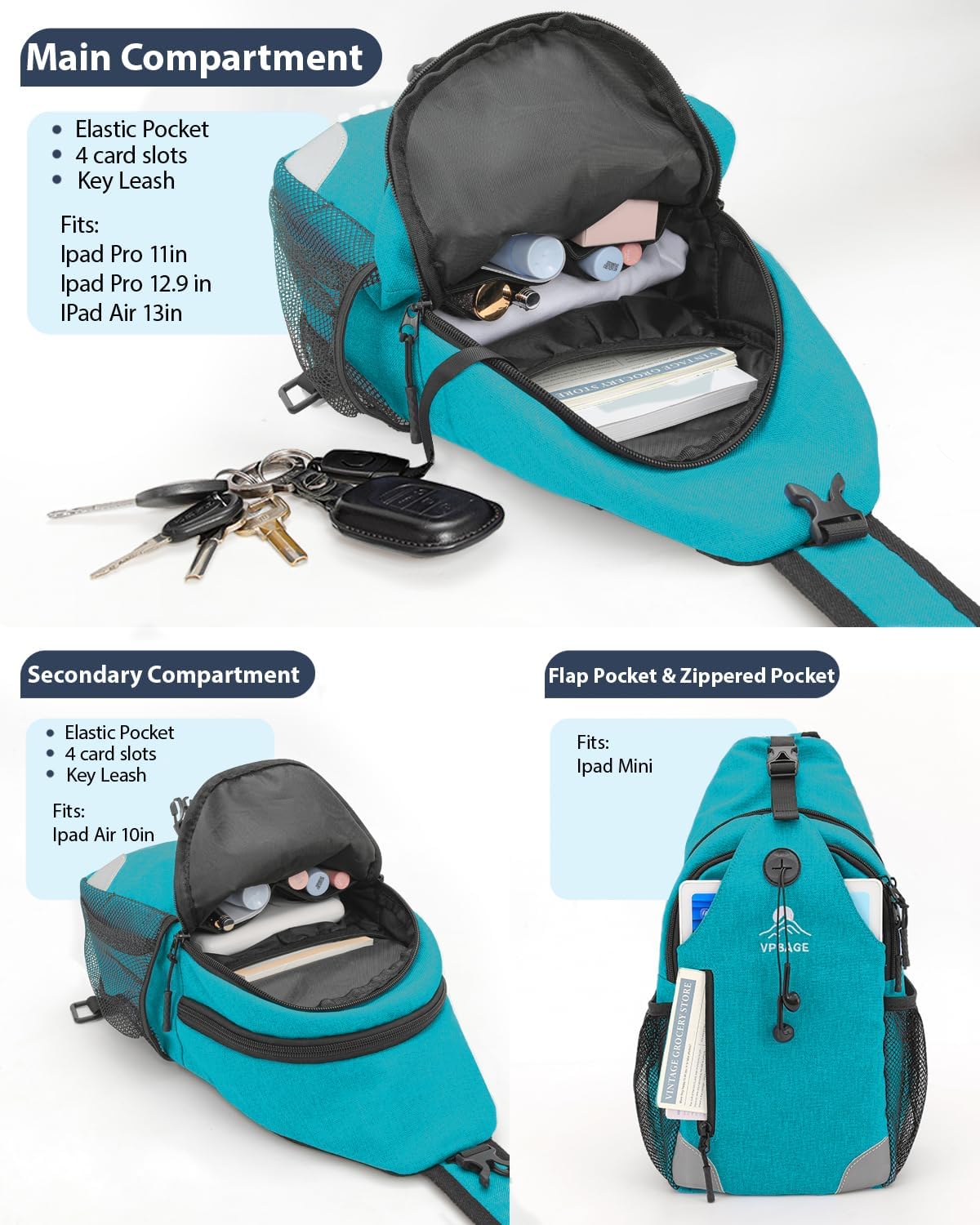 Sling Bag, Crossbody Bag for Men, Cross Body Hiking Backpack, Travel Daypack, Chest Pack with Chest Phone Holder