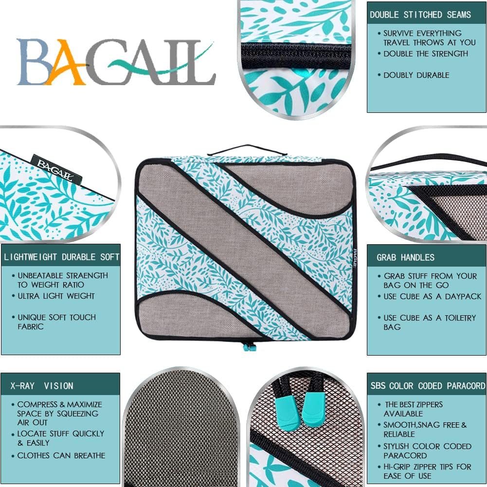 BAGAIL 6 Set Packing Cubes,Travel Luggage Packing Organizers