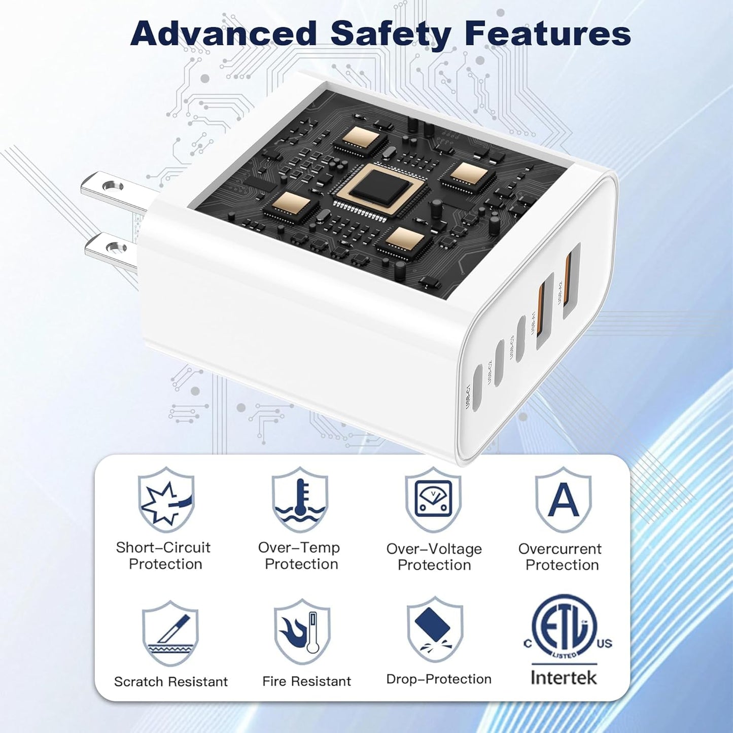 USB C Charger Block, 5 in 1 Single 25W Max iPhone Charger, PD 3.0 60W Charging Blocks, QC 2A USB Wall Charger for iPhone 17 16 15 14 13 12 Pro Max, iPad, iPod, Samsung, AirPods Pro, Apple Watch Series