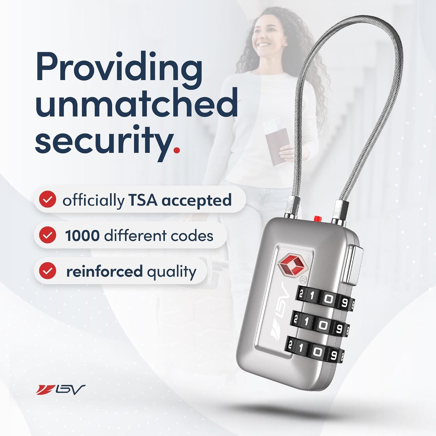 TSA Accepted Luggage Travel Lock, Set-Your-Own Combination Lock for School Gym Locker, Luggage Suitcase Baggage Locks, Filing Cabinets, Toolbox, Case (Silver, 4 Pack)