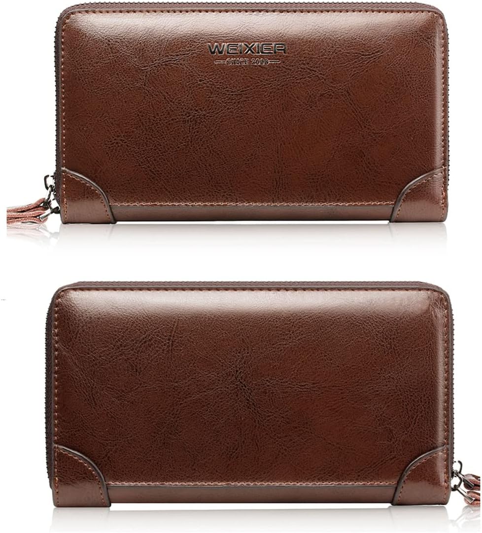Large Wallet Clutch Long Leather Phone Purse Business Hand Clutch Bag Card Holder Travel Wallet for Men Women Father Husband