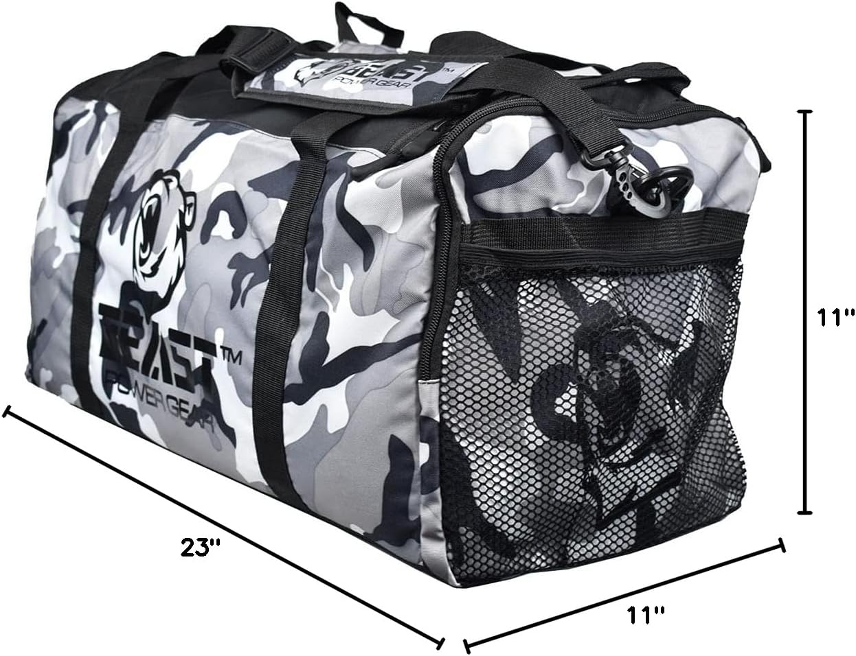 Unisex Duffel Bag Gray Camo, Extra Roomy Waterproof Gym Bag For Women with Shoe Compartment, Sports