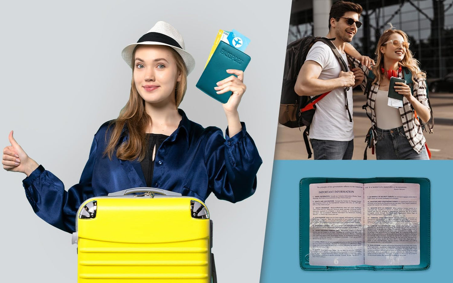 Teal Basic Genuine Leather RFID Passport Cover