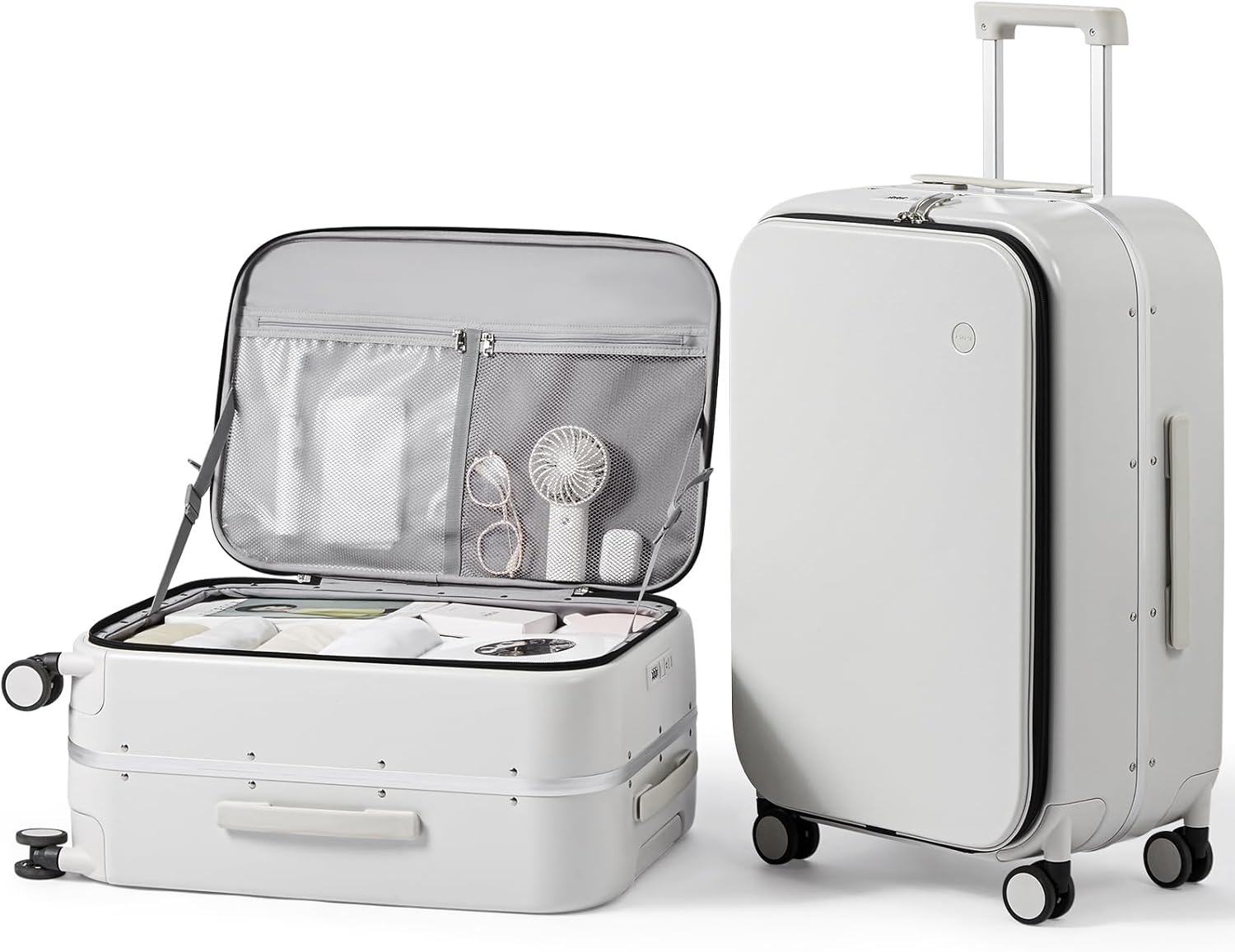 mixi 24 Inch Checked Luggage PC Hard Shell Suitcase Top Opening Aluminum Frame Travel Suitcases