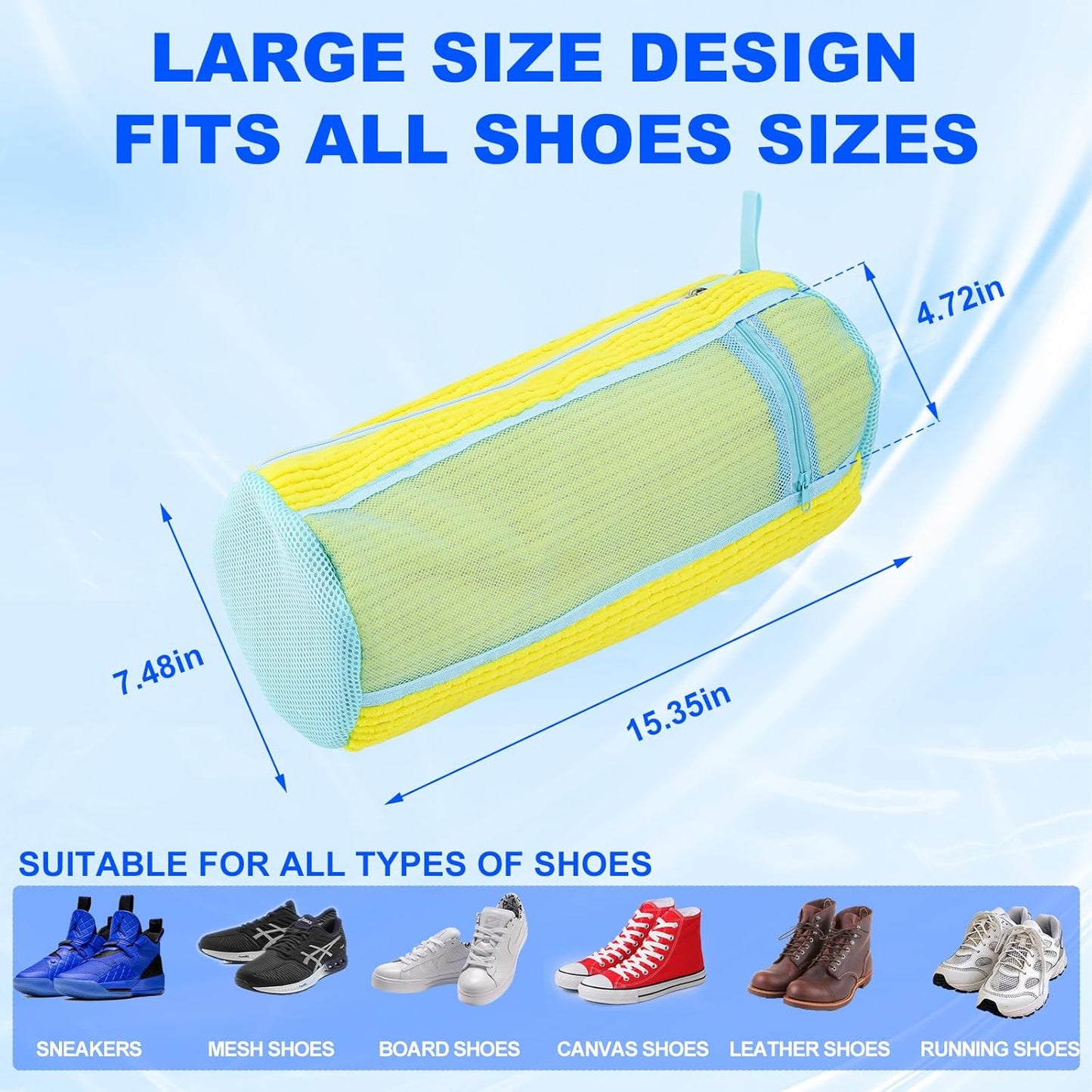 Shoe Washing Bags for Washing Machine – Durable Shoe Washing Machine Bags for All Shoe Types Sizes (Large Yellow 2PCS）