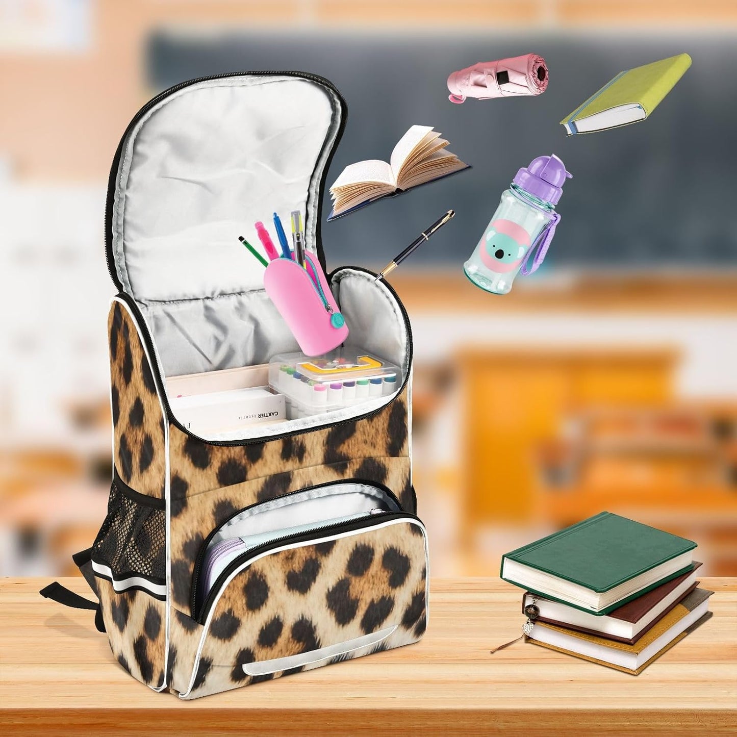 Leopard Print Cute Backpack For Girls Kids Backpack Boys Teen School Bag Bookbag Travel Daypacks