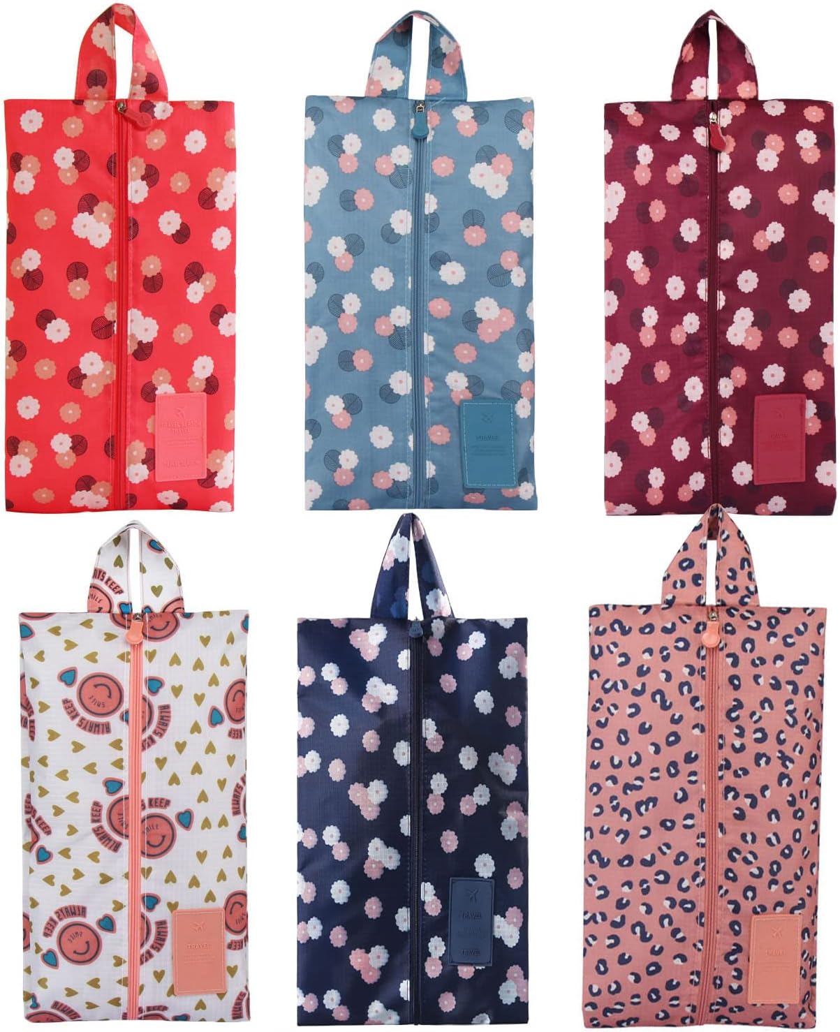 6 Pack Travel Shoe Bags for Women Packing Washable Shoe Travel Bags for High Heels and Boots Daisy Shoes Storage Bags with Zipper for Sneakers and Gym