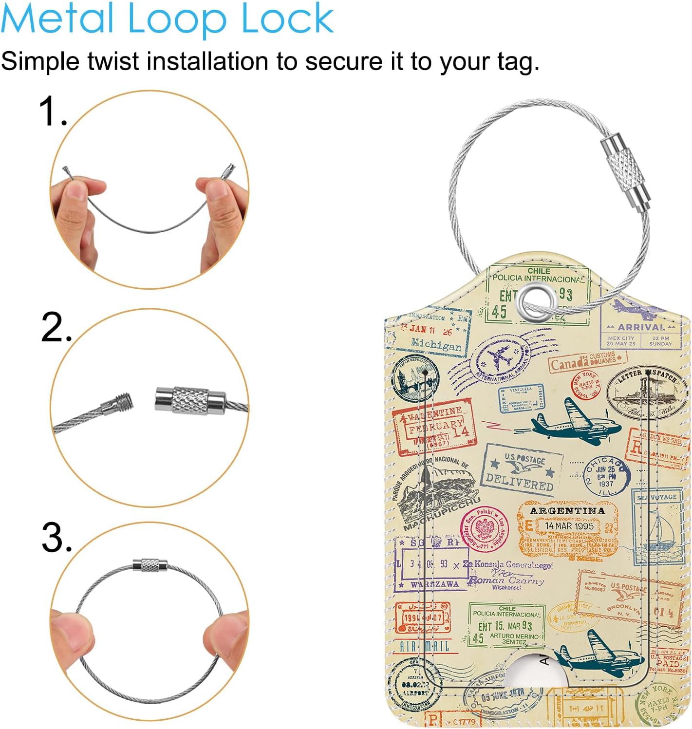 Fintie Luggage Tags, Privacy Cover ID Label with Stainless Steel Loop and Address Card for Travel