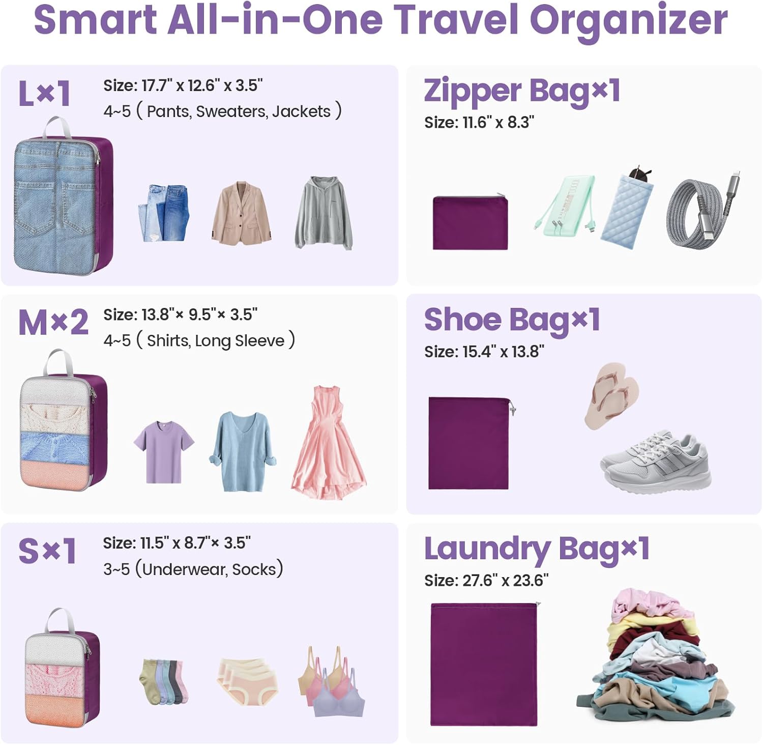 Cambond Packing Cubes for Travel - 7 Set See Through Mesh Luggage Travel Packing Organizers Bags